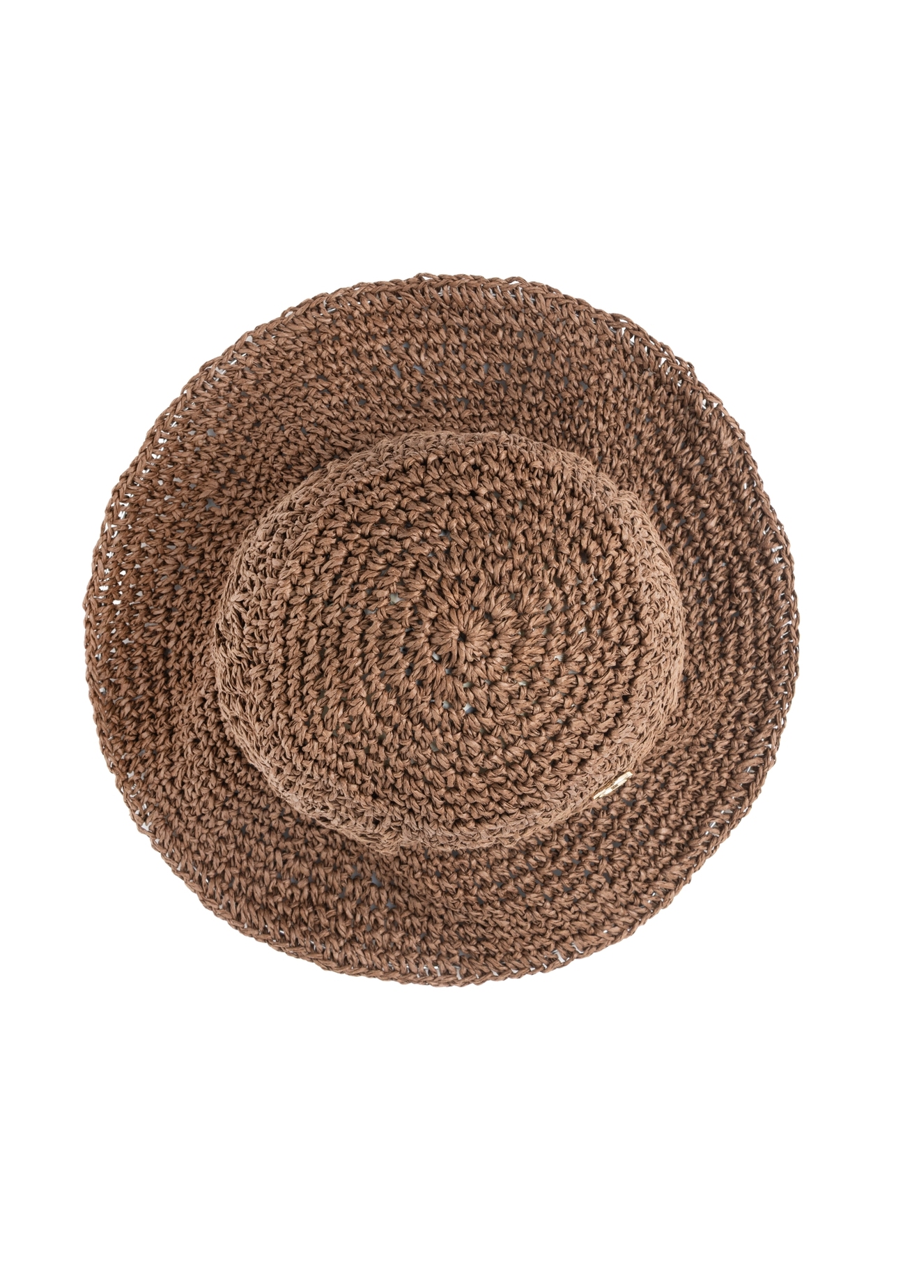 Dámsky slamený klobúk KAPDT-0047-1E(W26), pohľad na produkt zhora na bielom pozadí.