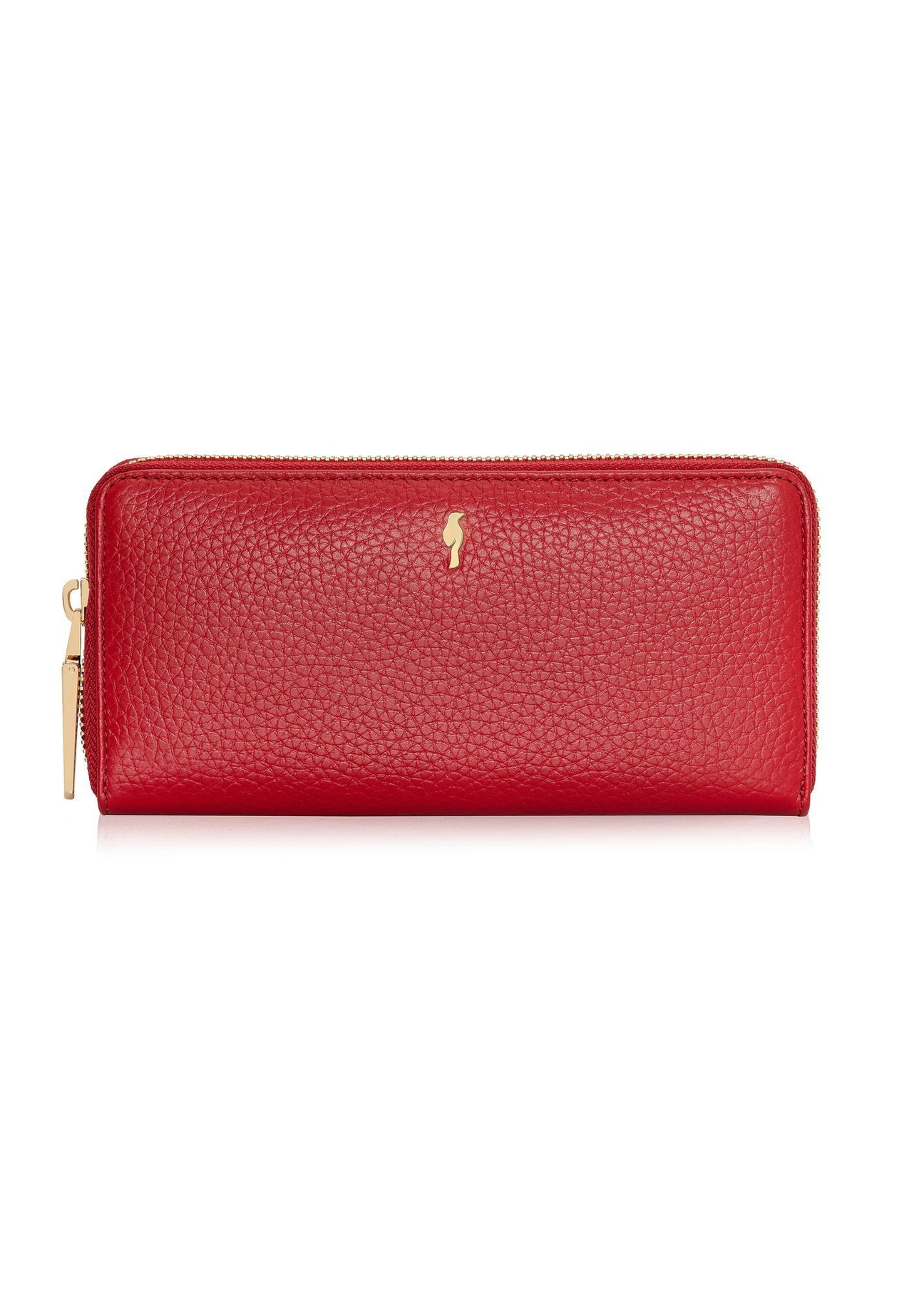 Dámska kožená peňaženka červenej farby PORES-0800R-4B(W26) - pohľad spredu na bielom pozadí.
