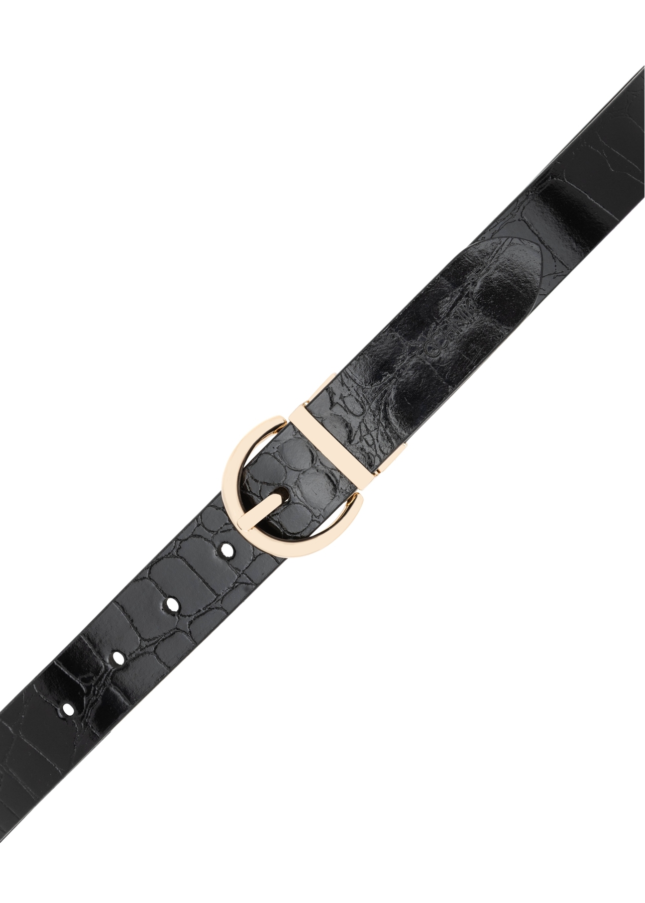 Dámsky obojstranný kožený opasok z krokodílej kože PASDS-0332-49(Z25), pohľad na produkt s prackou na bielom pozadí.