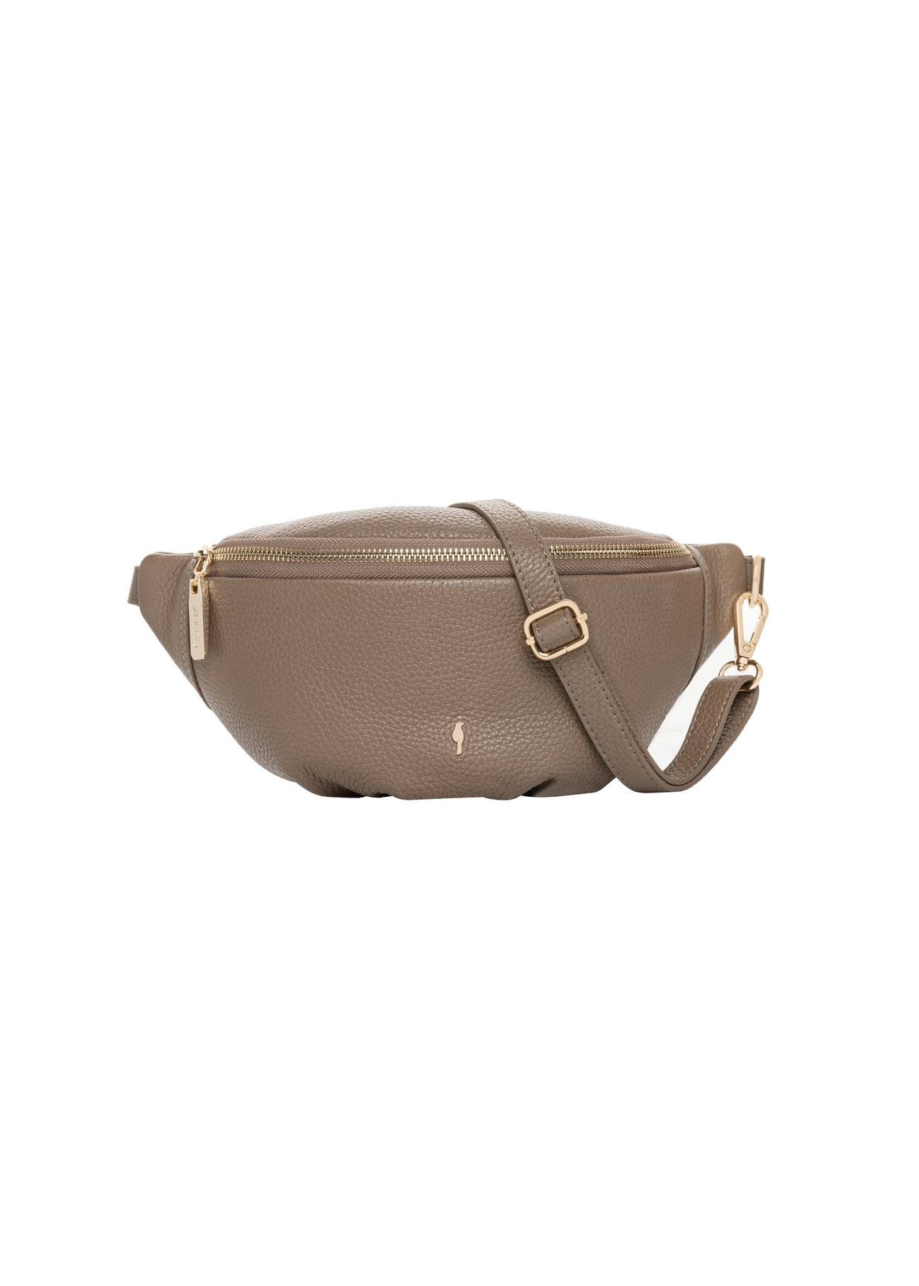 Coole braune Leder-Bauchtasche TORES-0894-1K(Z26). Vorderansicht vor weißem Hintergrund.
