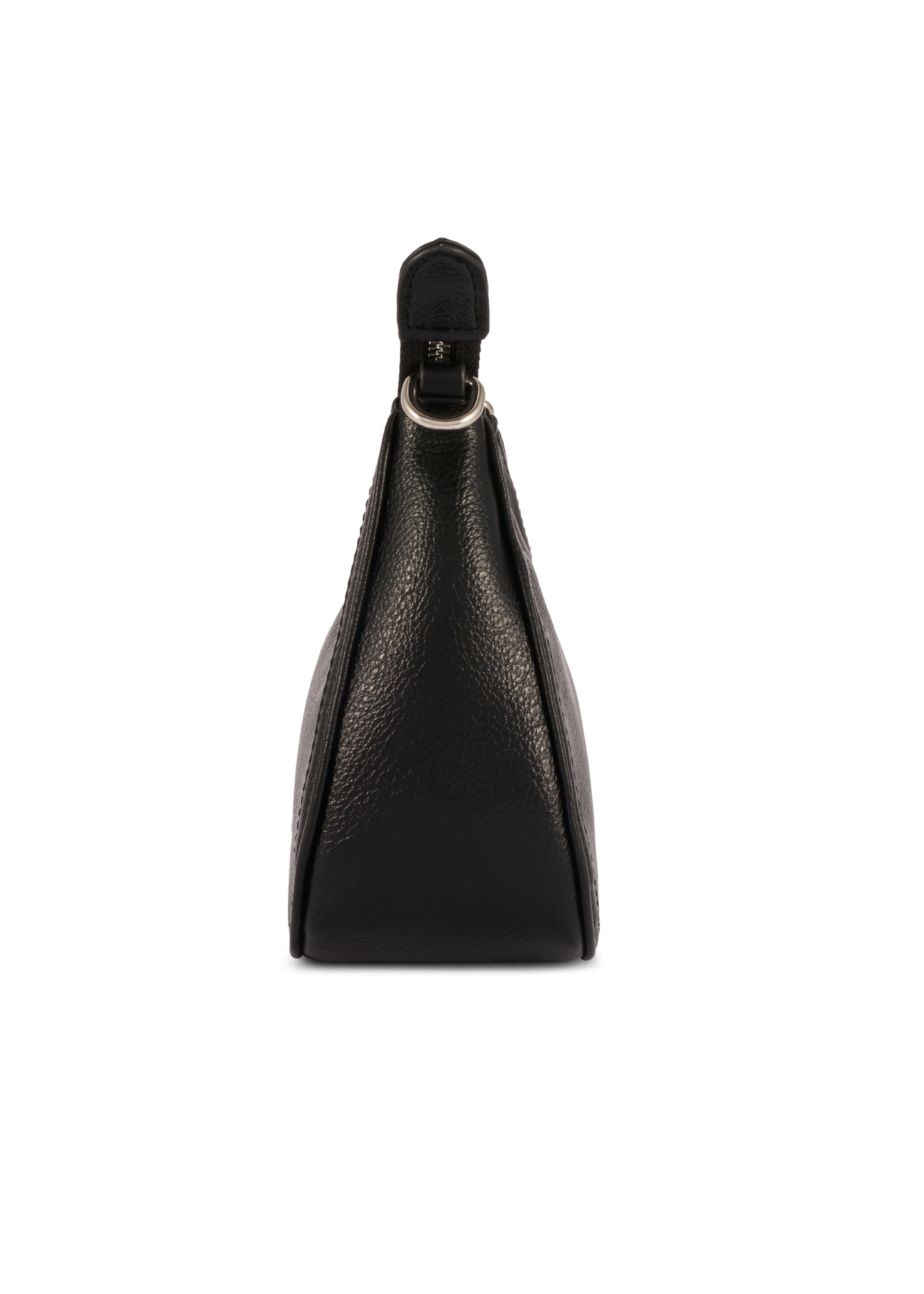 Malá čierna dámska kabelka TOREC-1134-99(W26), bočný pohľad na produkt na bielom pozadí.