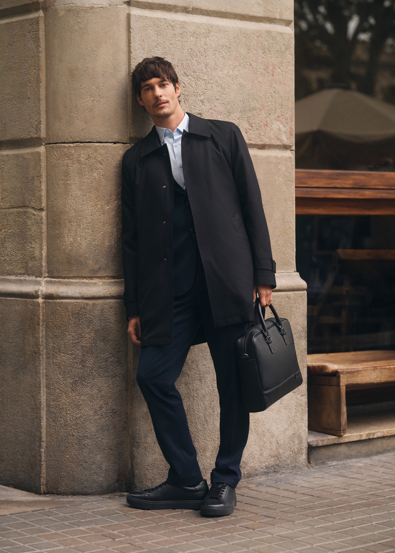 Čierna pánska bunda s oteplením KURMT-0408-99(W26)