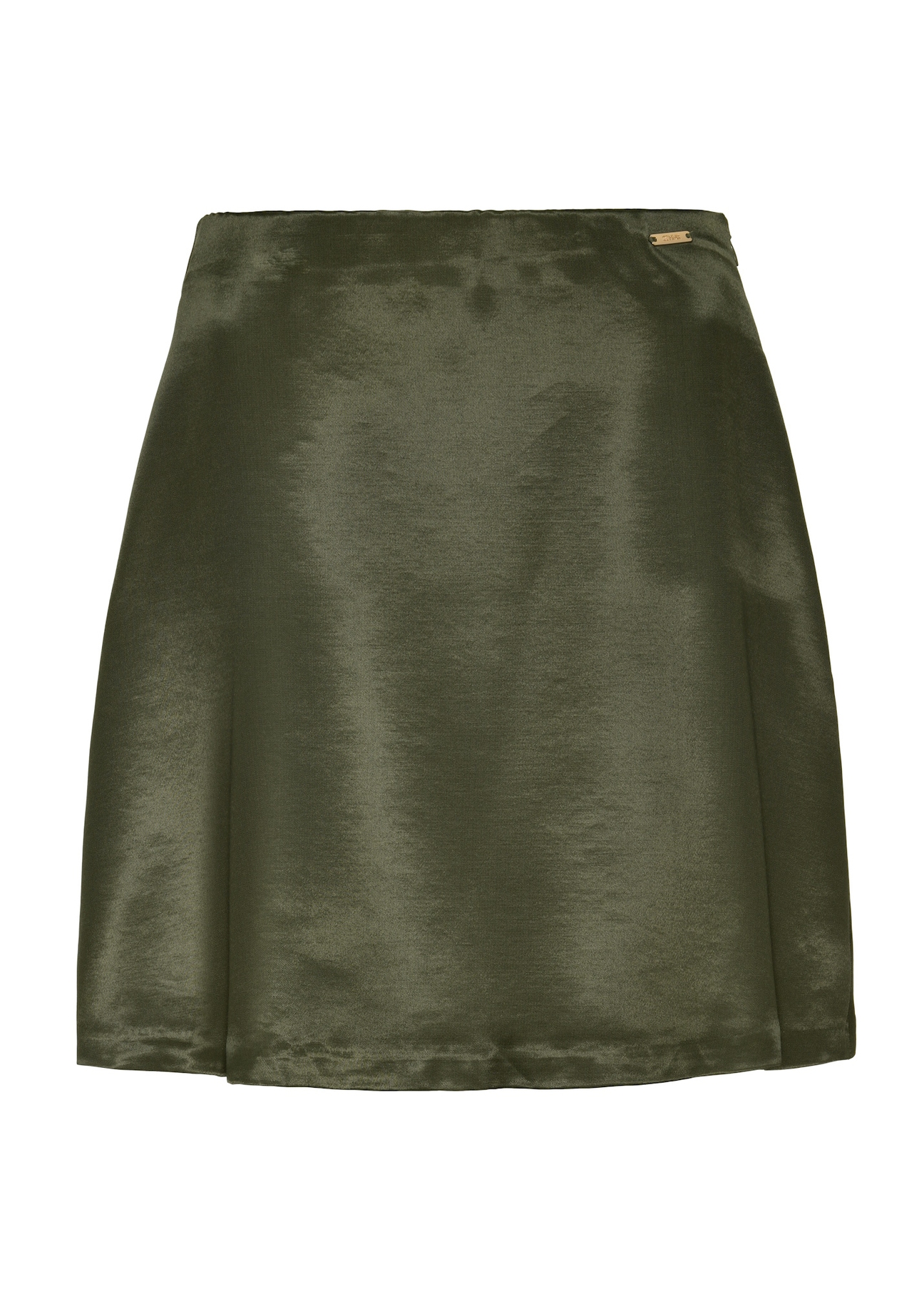 Khaki saténová minisukňa SPCDT-0104-55(W25)-04