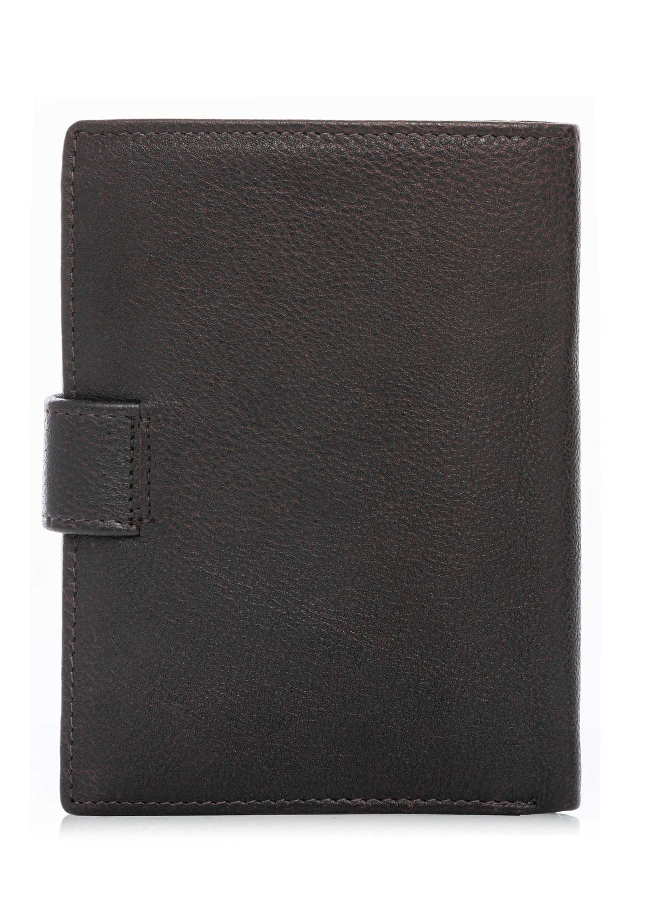 Pánska hnedá kožená peňaženka PORMS-0686-1I(W26), pohľad zozadu na produkt na bielom pozadí.