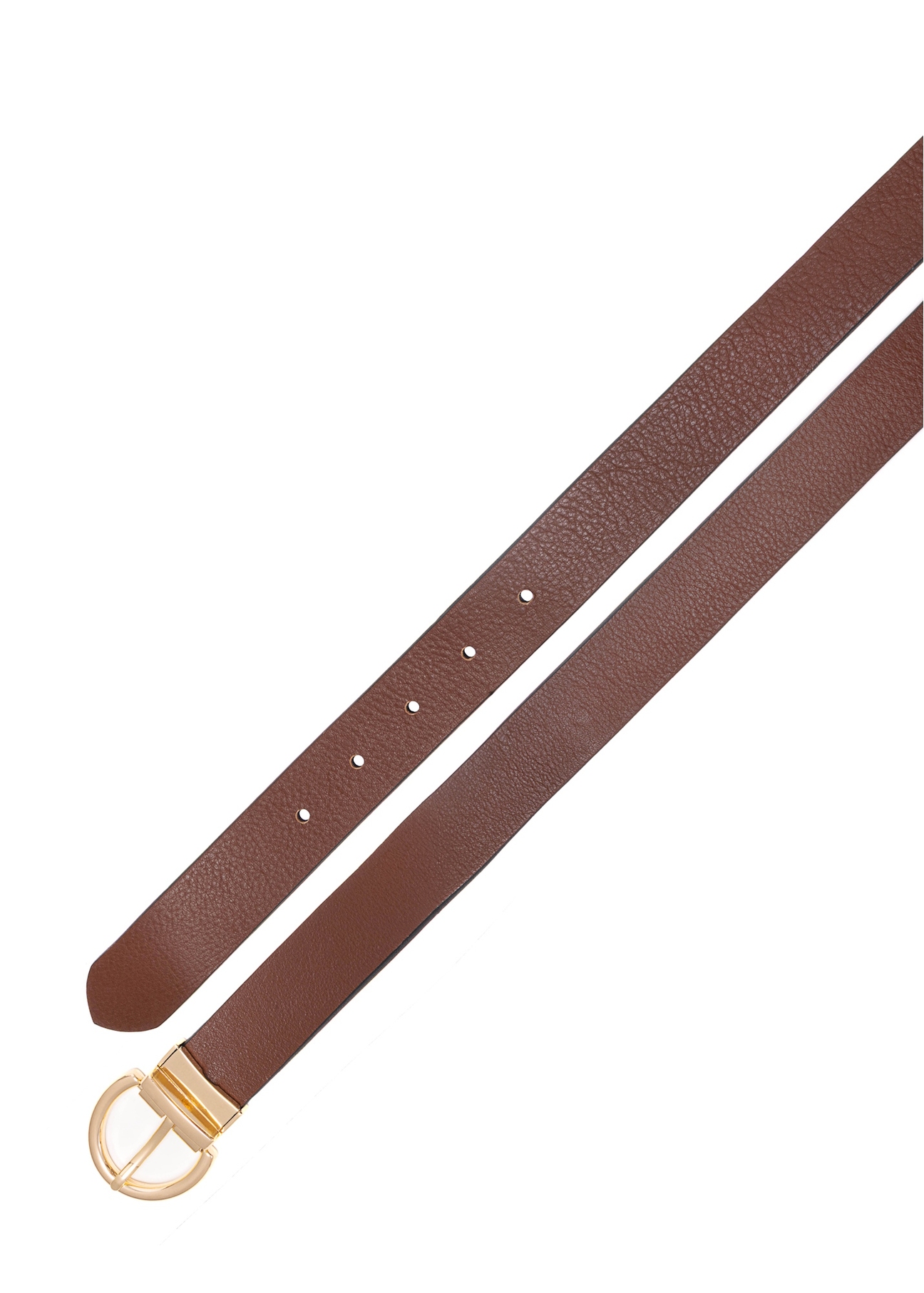 Obojstranný hnedo-čierny dámsky opasok PASDS-0175B-88(Z25), pohľad na produkt zhora na bielom pozadí.