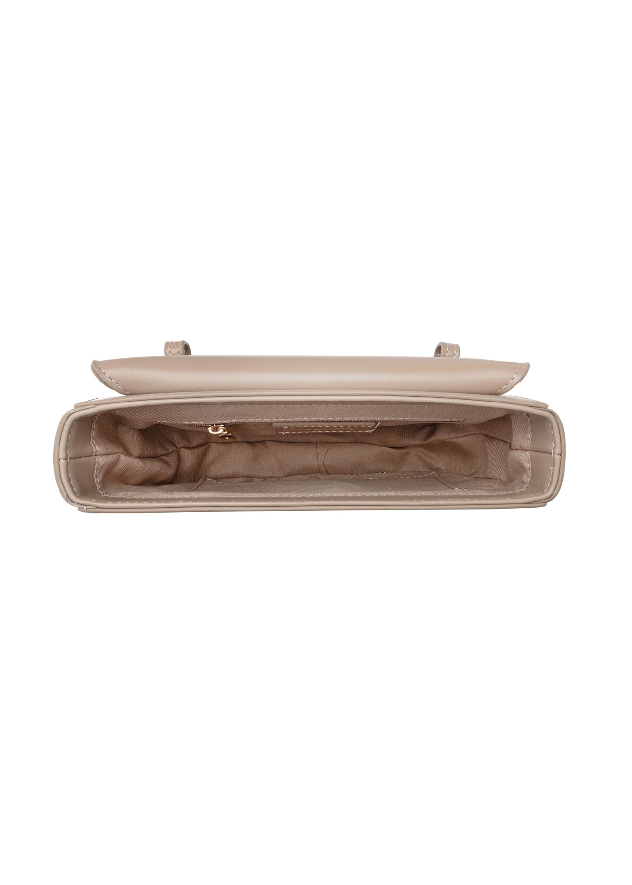 Dámska polkruhová taška cez rameno TOREC-1127-1D(W26), pohľad na produkt vo vnútri na bielom pozadí.