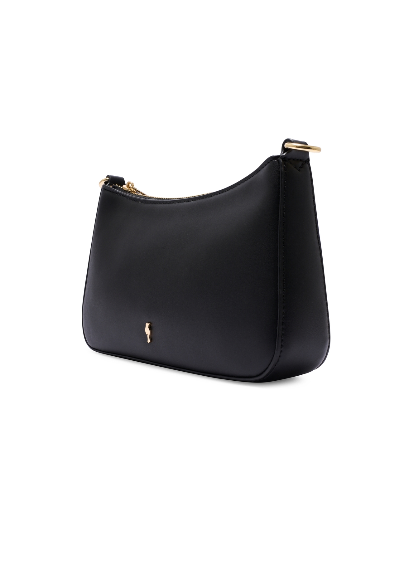 Čierna dámska kabelka cez rameno TOREC-1189-99(W26) - diagonálny pohľad na produkt, na bielom pozadí.