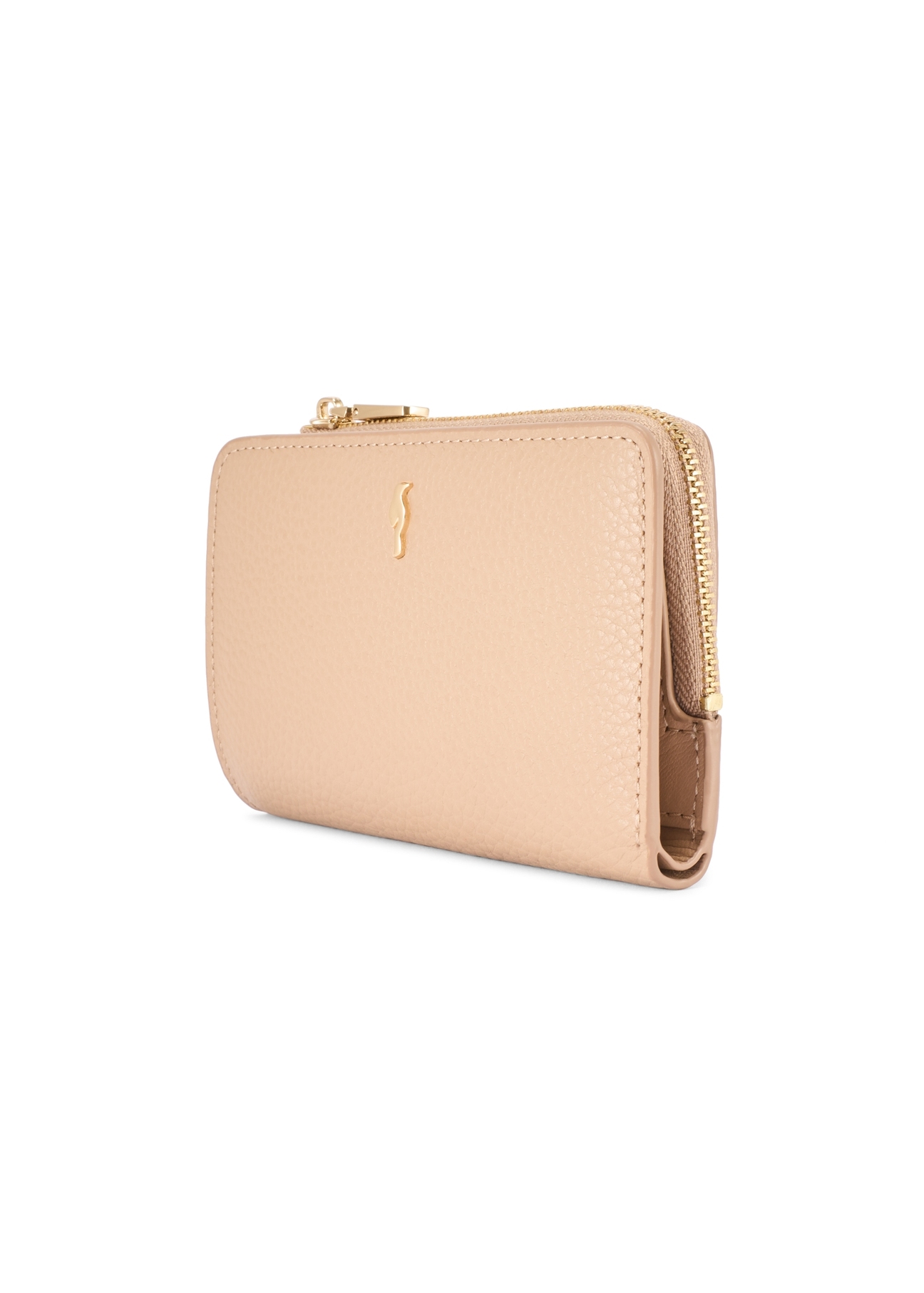 Dámska kožená peňaženka béžovej farby PORES-0977R-1B(W26), diagonálny pohľad na produkt na bielom pozadí.