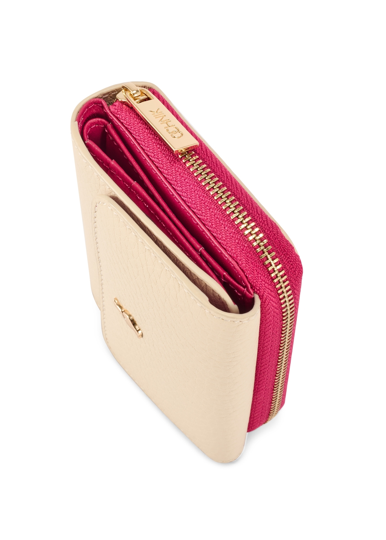 Malá dámska kožená peňaženka PORES-0982-0P(W26), detailný záber na bielom pozadí.