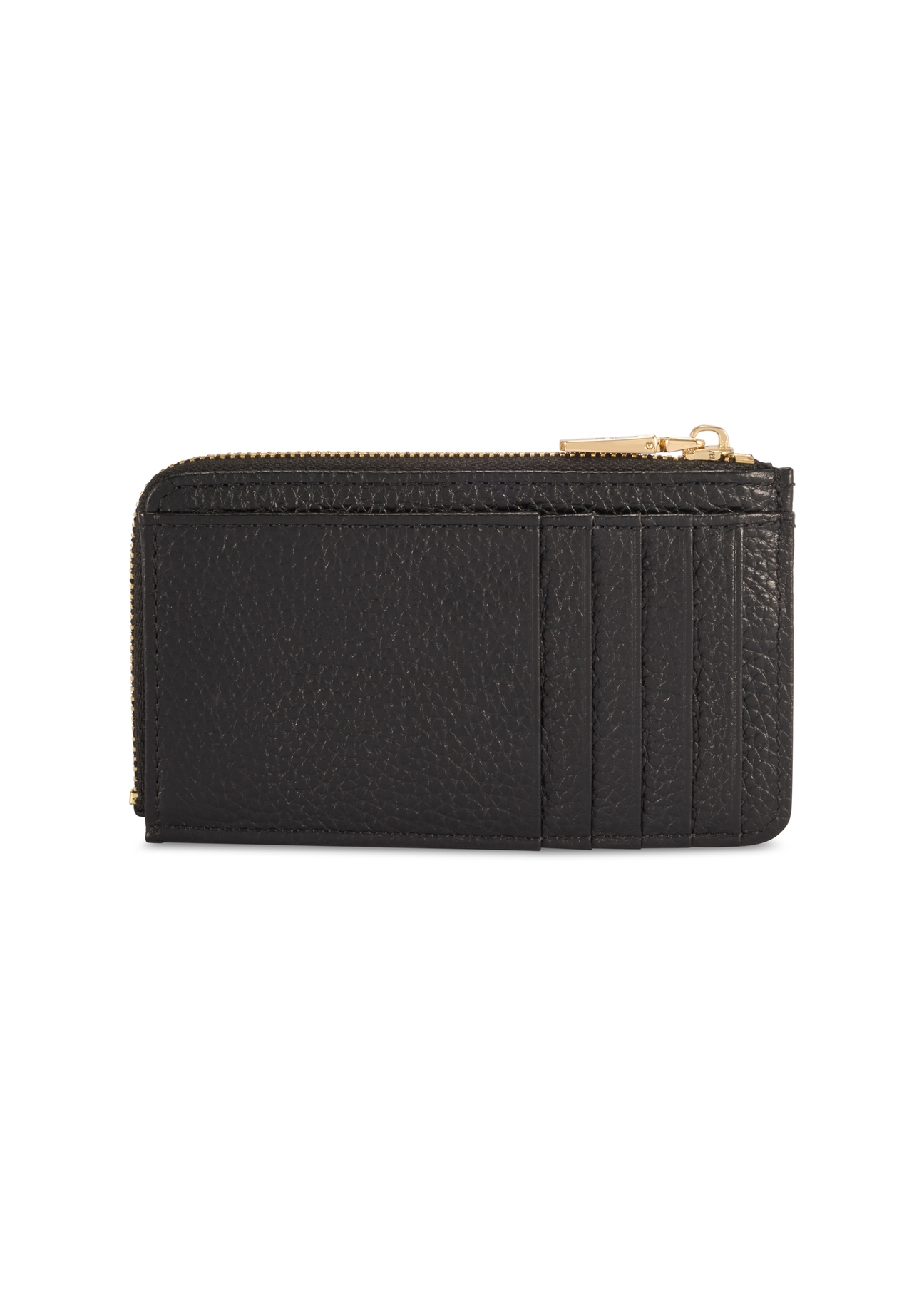 Čierna malá kožená dámska peňaženka PORES-0978R-9I(W26), pohľad na produkt zozadu na bielom pozadí.
