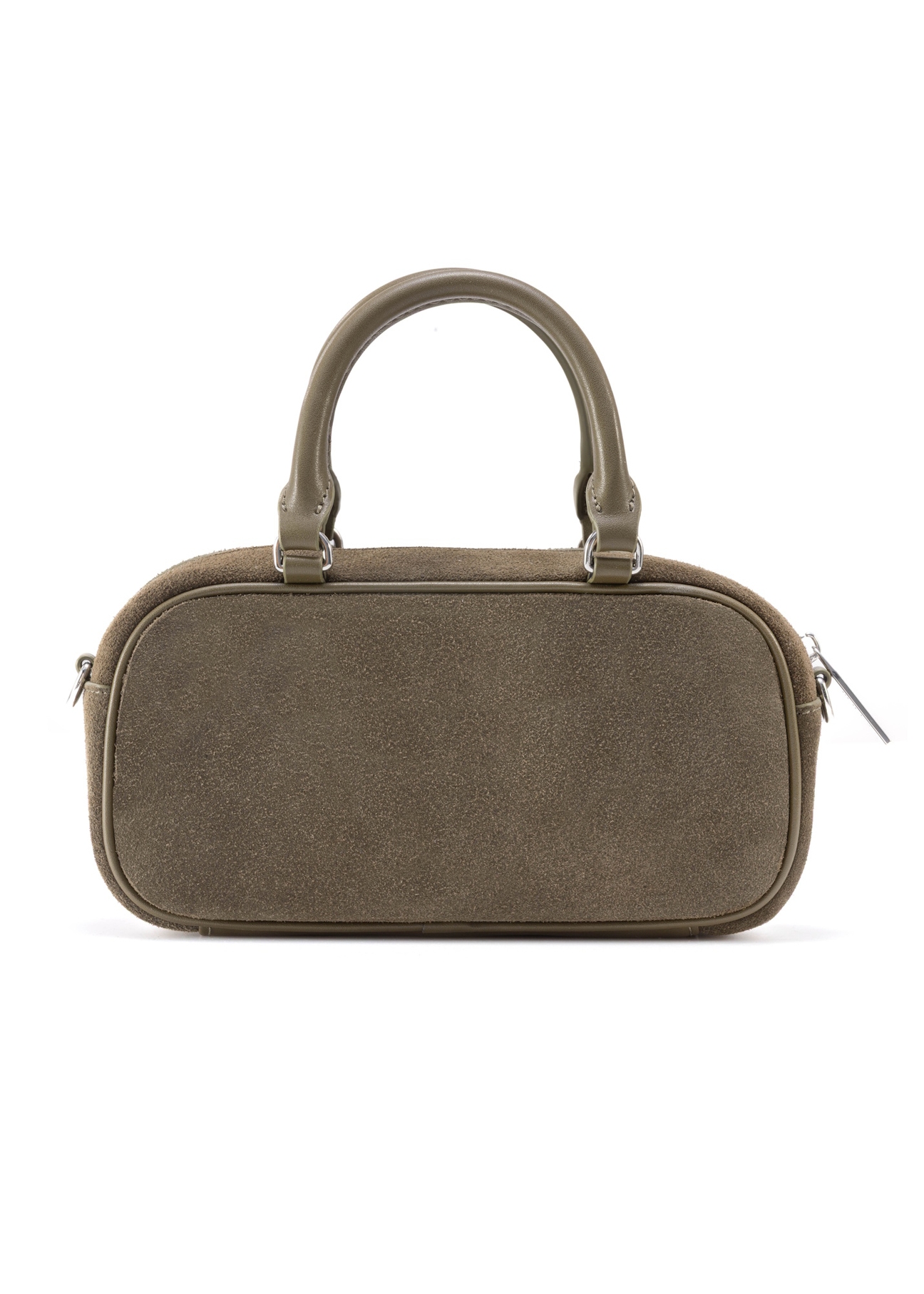 Dámska khaki kabelka cez rameno TORES-1193-55 (Z25), pohľad na produkt zozadu na bielom pozadí.