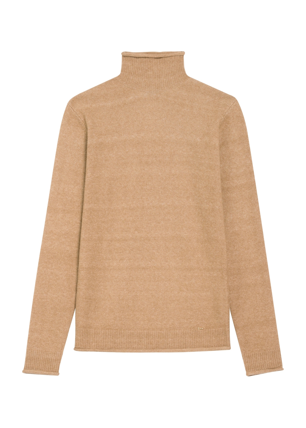 Dámsky sveter z ťavej vlny SWEDT-0241-24(Z25), pohľad spredu na bielom pozadí.