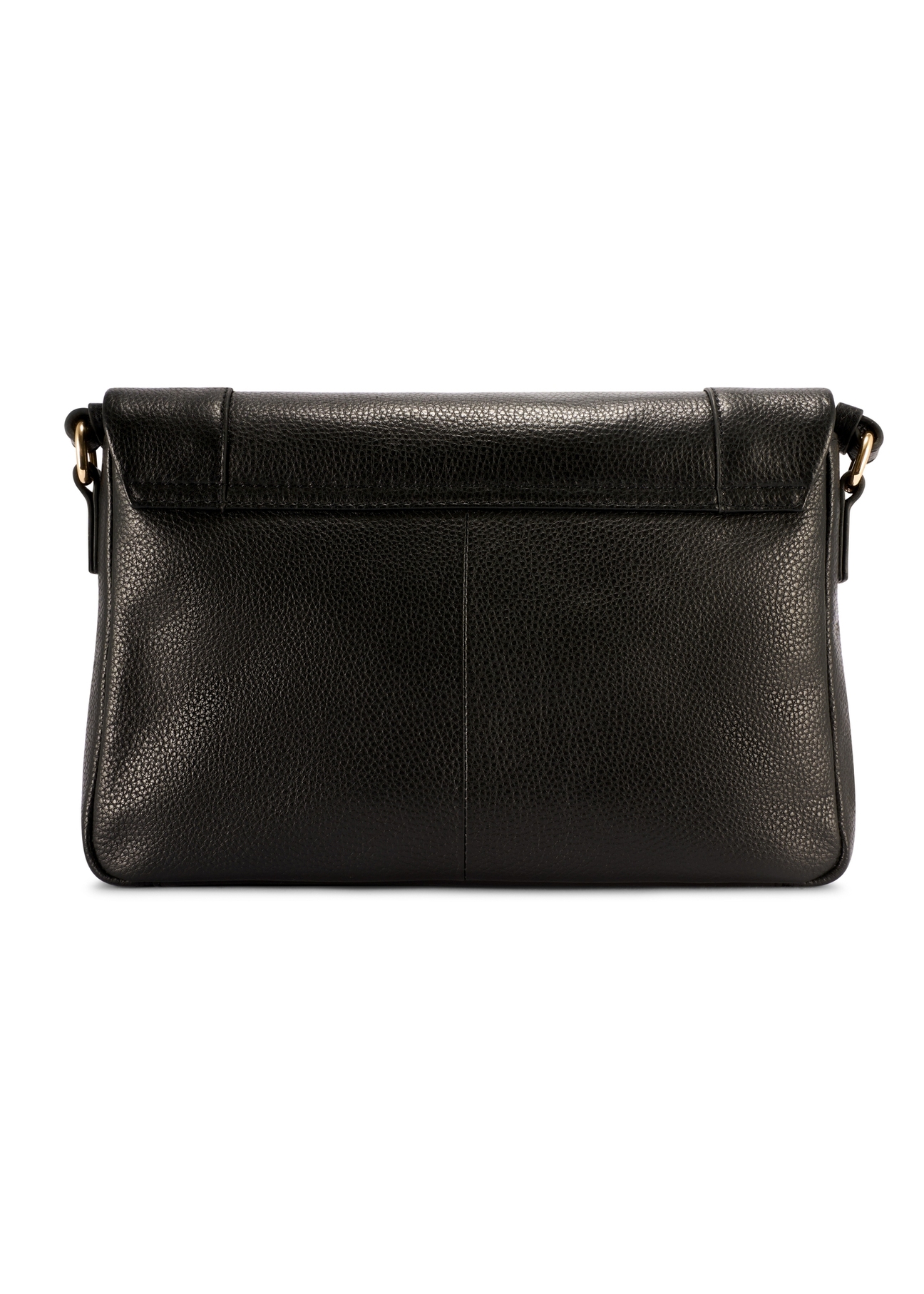 Čierna kožená taška cez rameno TORES-1266-9I(W26) - pohľad na produkt zozadu, na bielom pozadí.