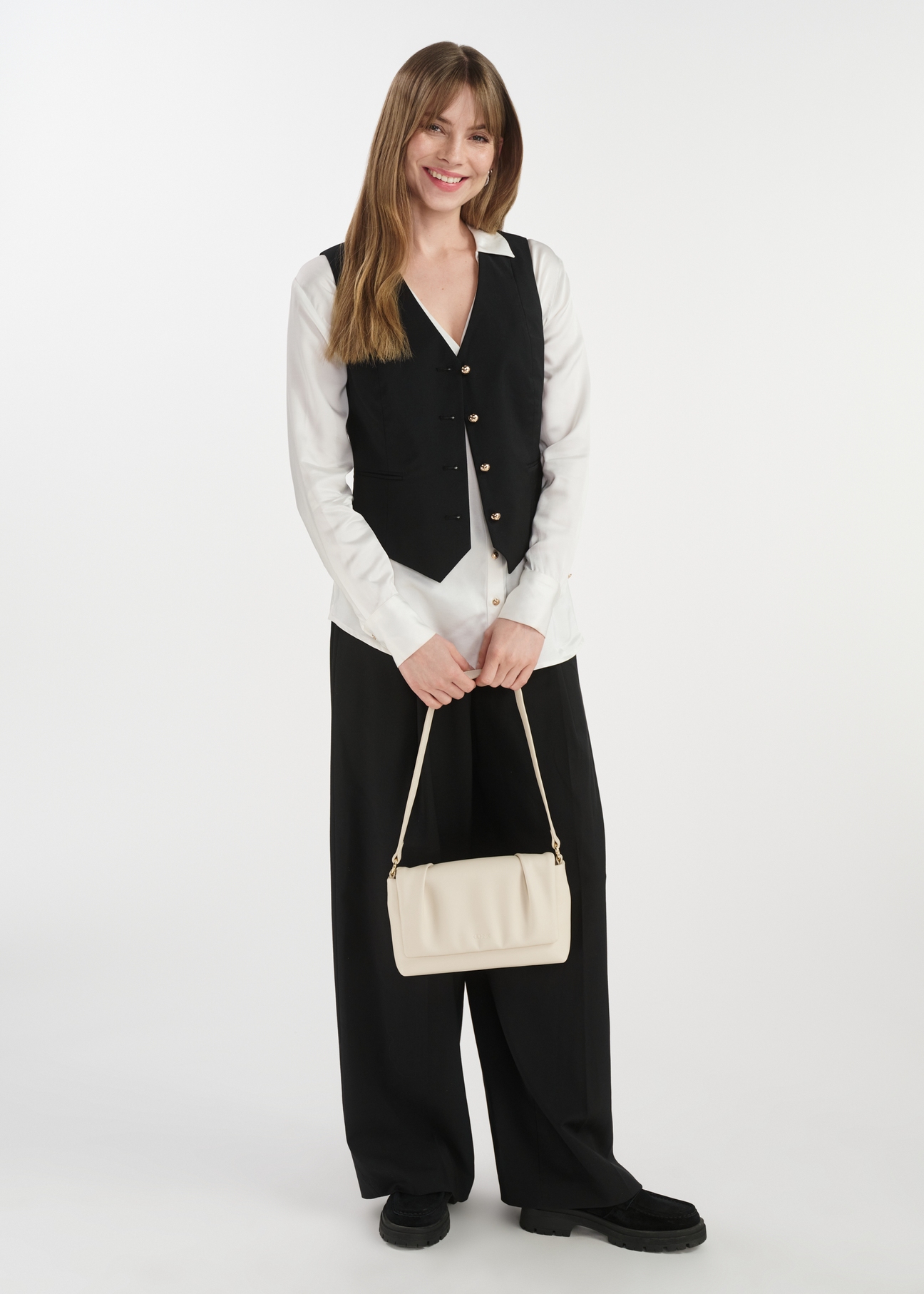 Krémová dámska crossbody kabelka s vymeniteľným popruhom TOREC-1030-12(W25)