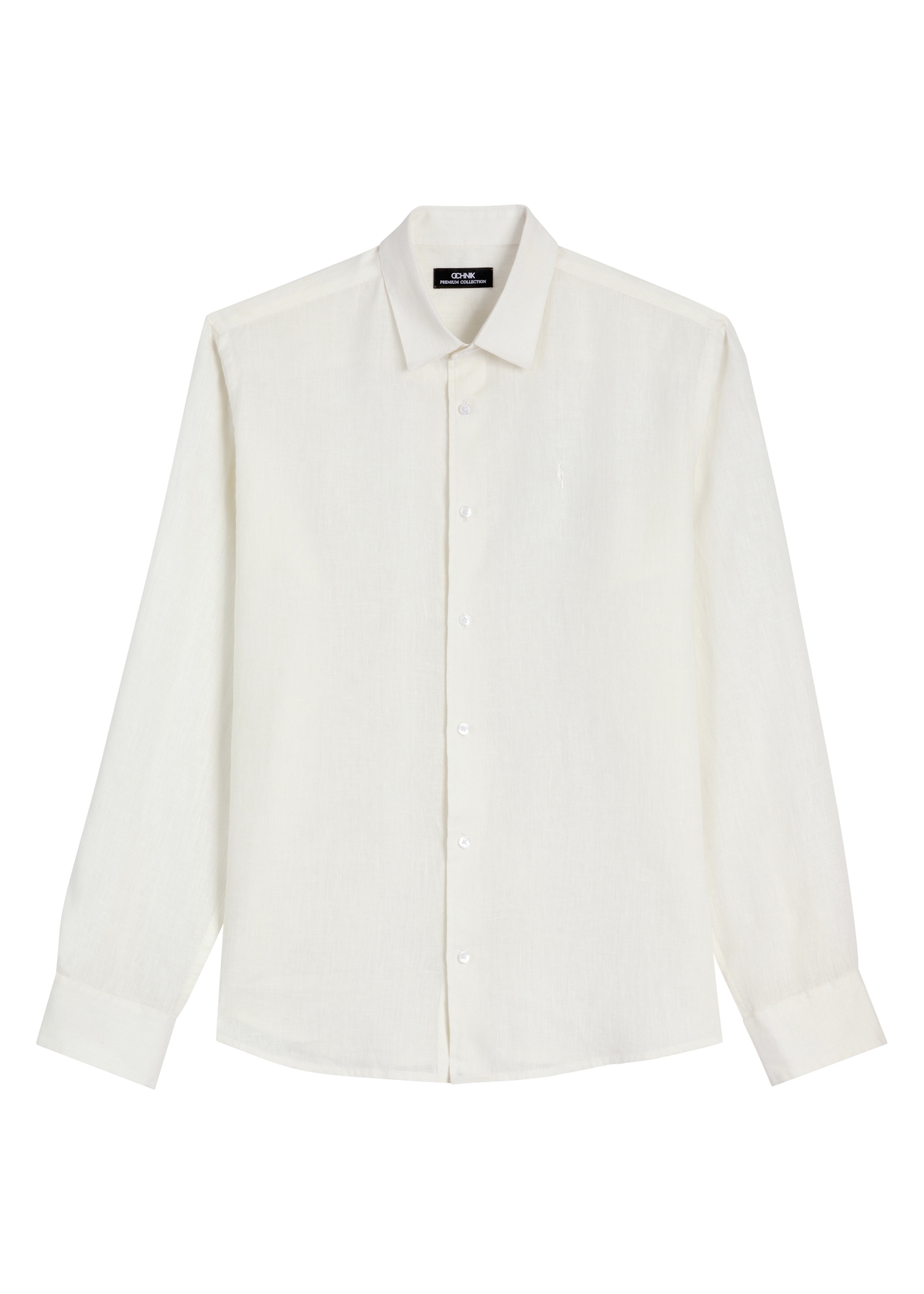 Krémová ľanová pánska košeľa KOSMT-0321A-0B(W26)