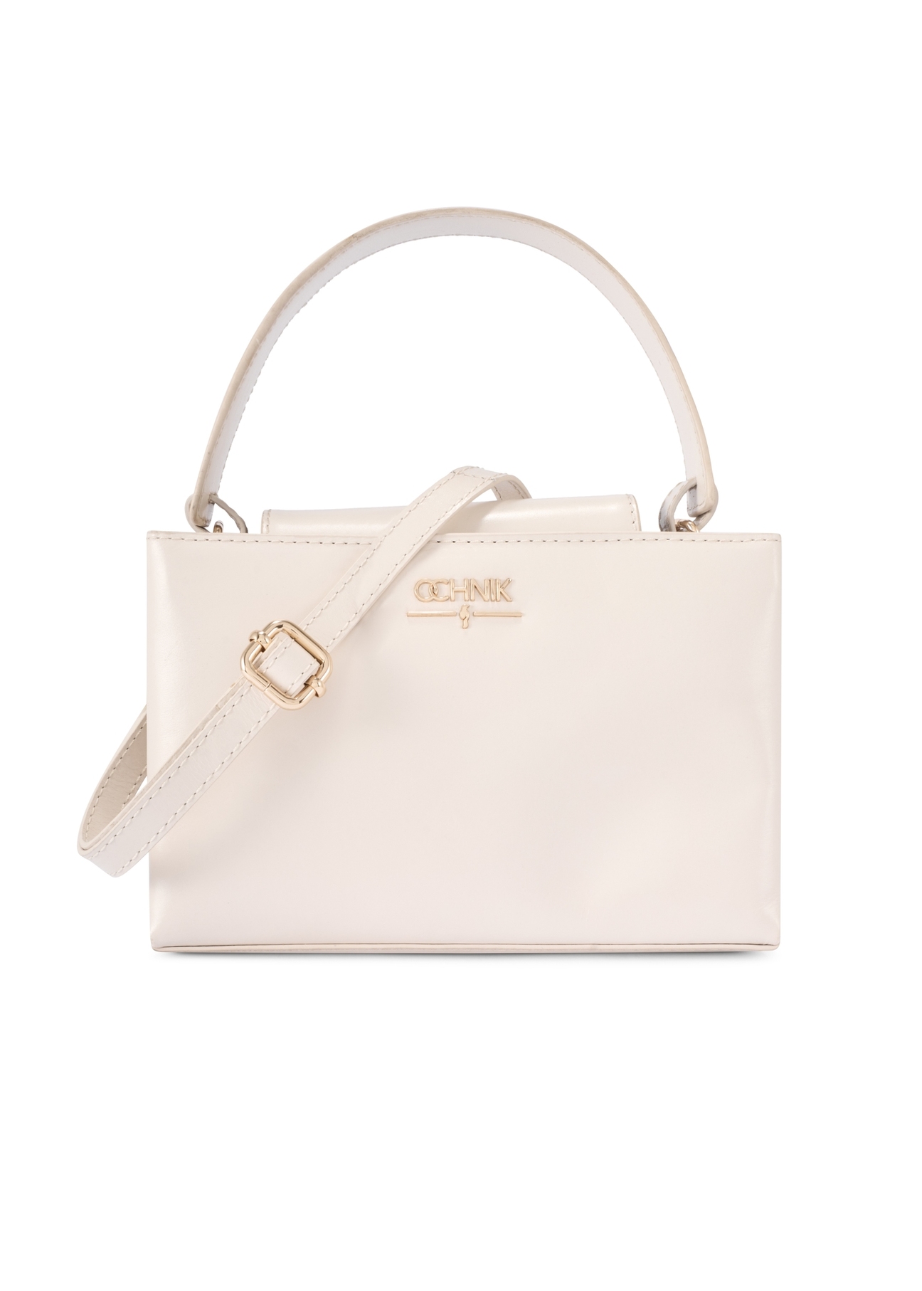 Kožená taška do kufra krémovej farby TORES-1270-0B(W26), pohľad spredu na bielom pozadí.