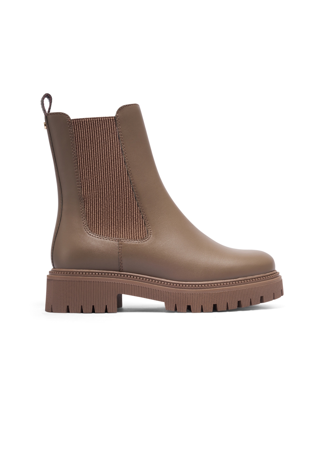 Dámske kožené Chelsea čižmy v chladnej béžovej farbe BUTYD-1120-1K(Z26), bočný pohľad na produkt na bielom podklade.