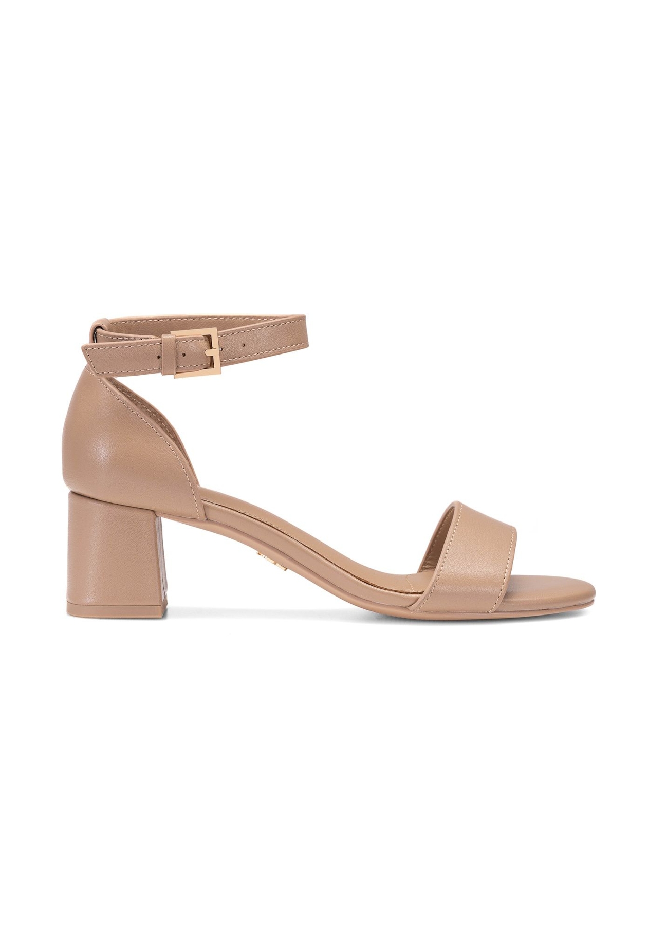 Béžové dámske kožené sandále BUTYD-1179-1B(W26), bočný pohľad na produkt na bielom podklade.