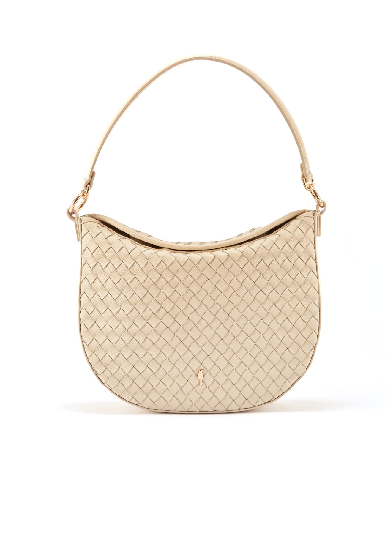 Krémová pletená kožená crossbody kabelka TORES-1109-12 (W25)-03