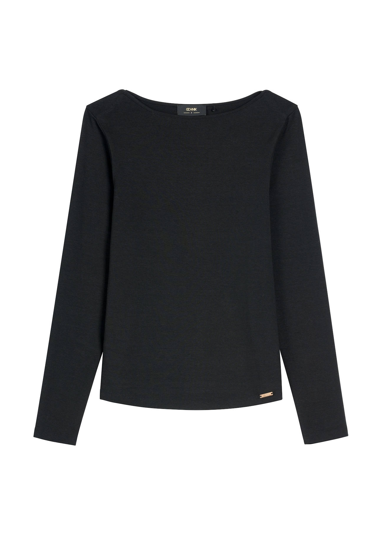 Čierna dámska modálna blúzka LSLDT-0056-99(W26), pohľad spredu na bielom pozadí.