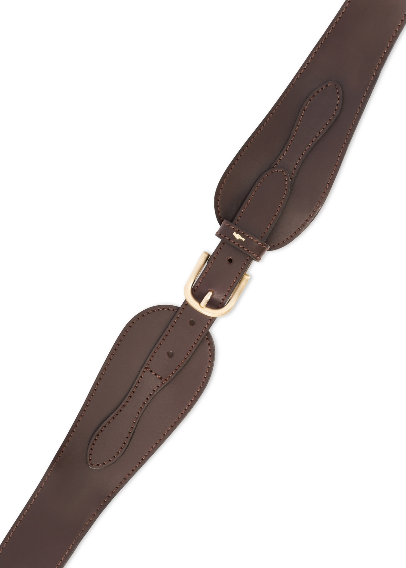 Dámsky kožený opasok hnedej farby PASDS-0330-90(Z25), detailný záber na sponu produktu, pohľad na bielom pozadí.