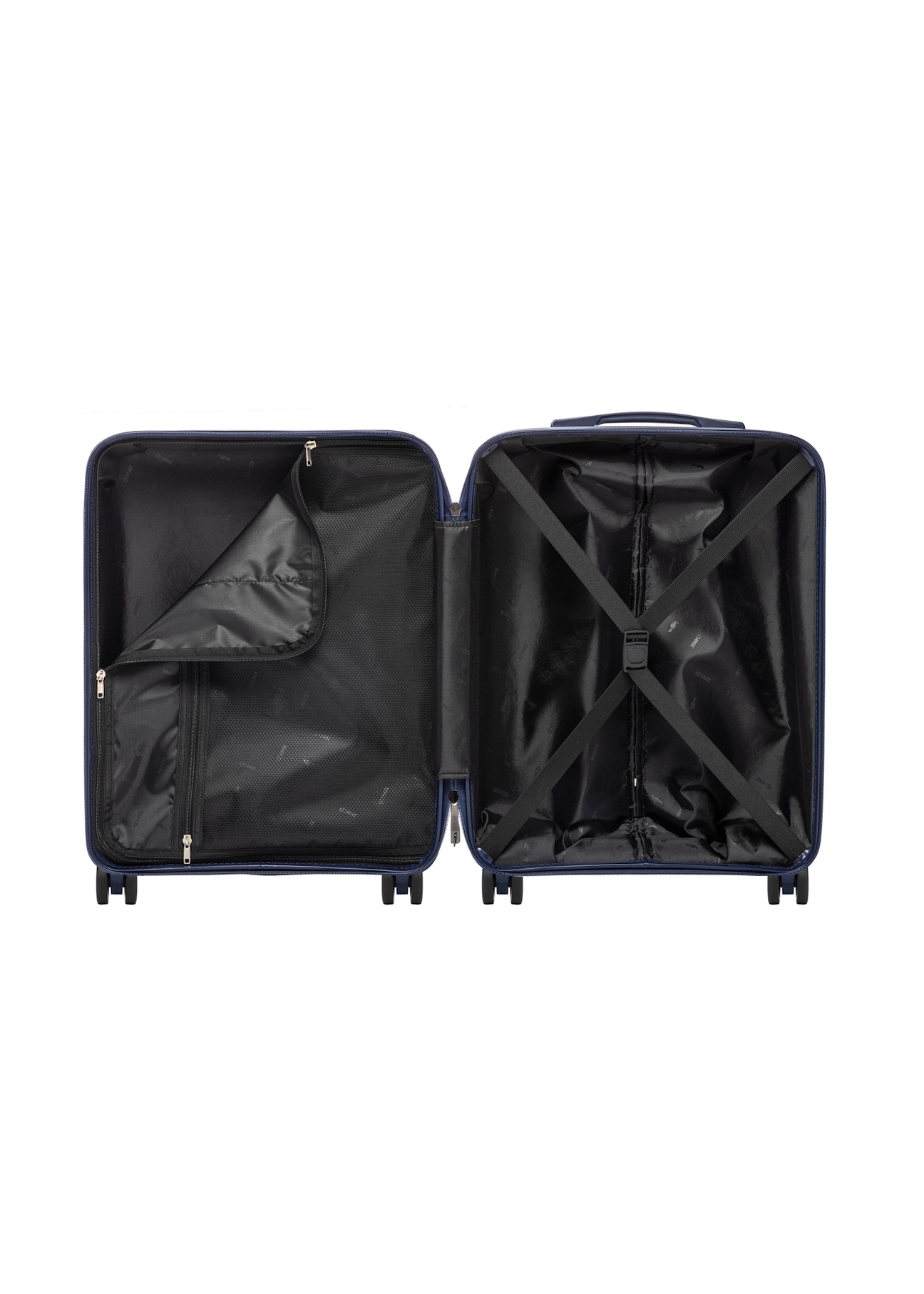 Malý kufor na kolieskach WALPP-0026-7D-19(W26), pohľad na produkt vo vnútri na bielom pozadí.