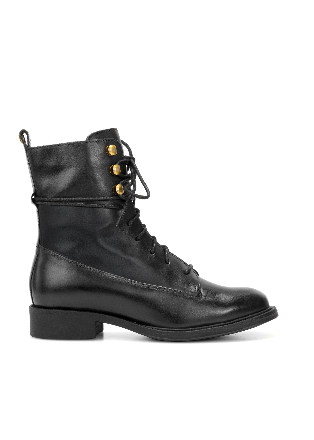 Čierne dámske kožené topánky so šnurovaním BUTYD-1202-99(Z25)