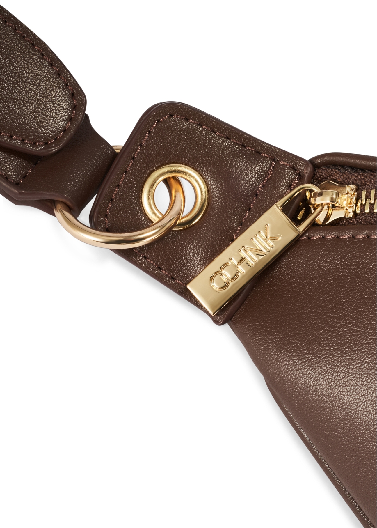 Hnedá dámska ľadvinka TOREC-0788C-89(Z25), detailný záber na zips produktu, pohľad na bielom pozadí.