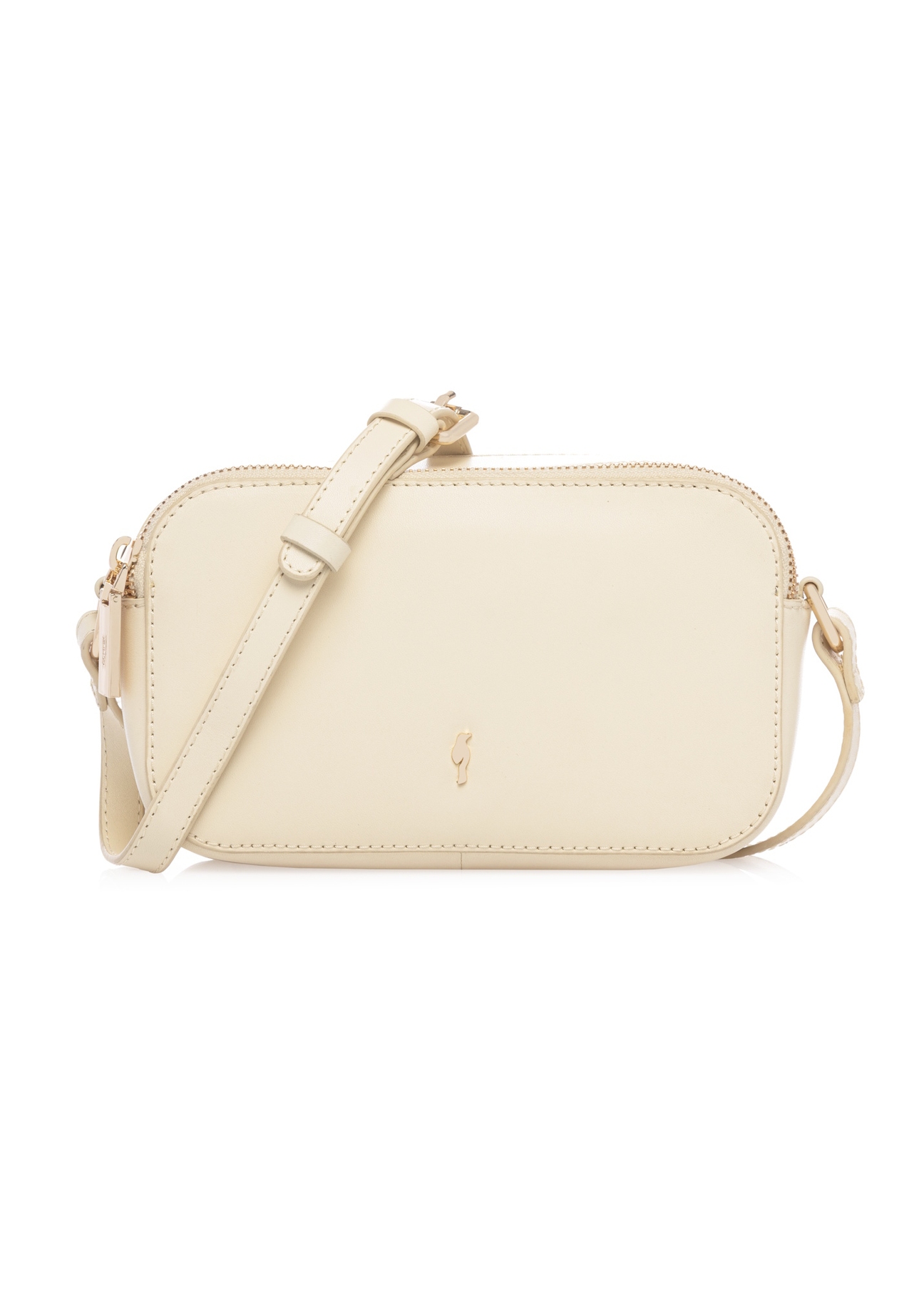 Kožená svetložltá dámska kabelka TORES-1289-2A(W26), pohľad spredu na bielom pozadí.