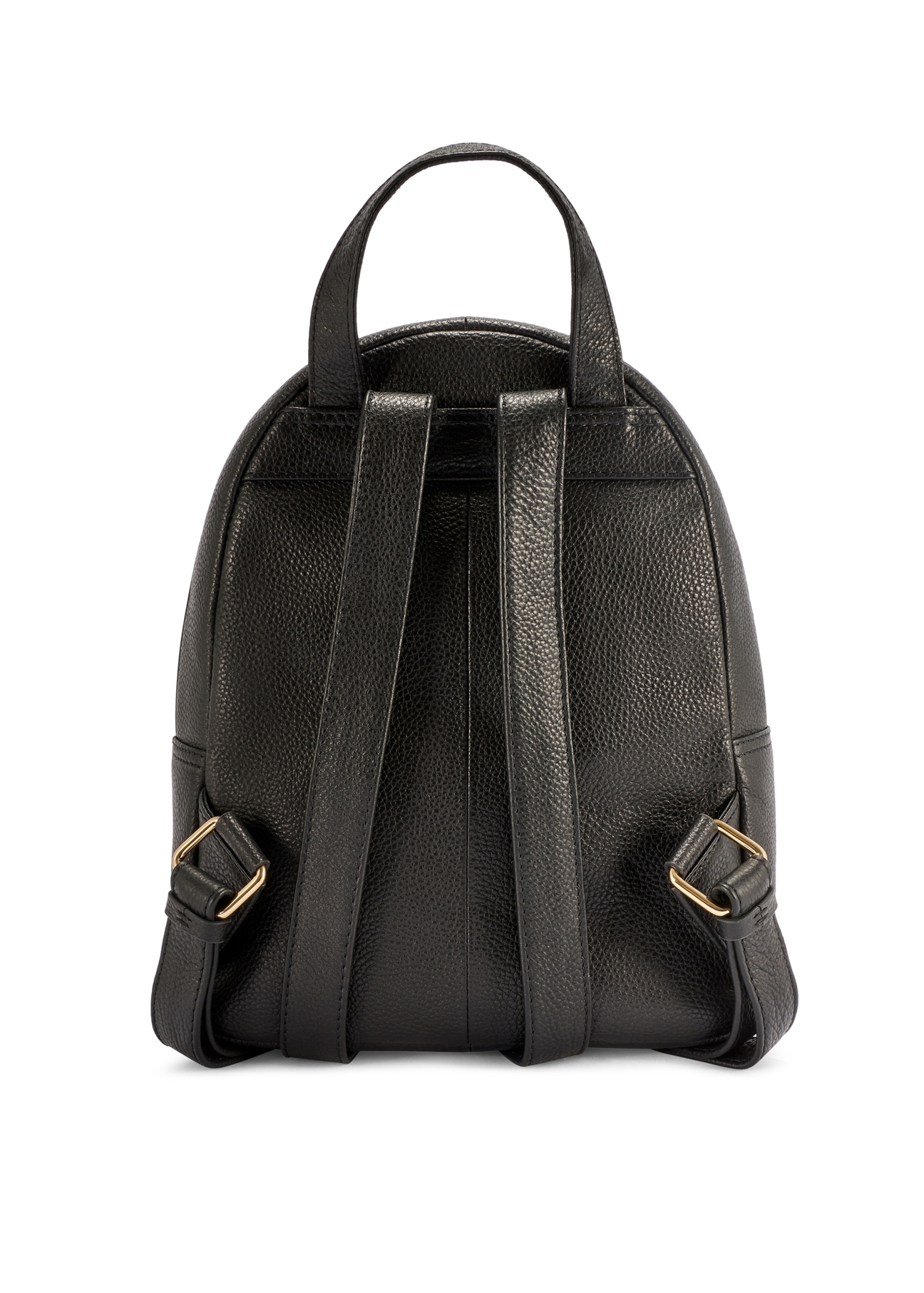 Čierny stredne veľký kožený dámsky batoh TORES-1268-9I(W26), pohľad zozadu na produkt na bielom pozadí.