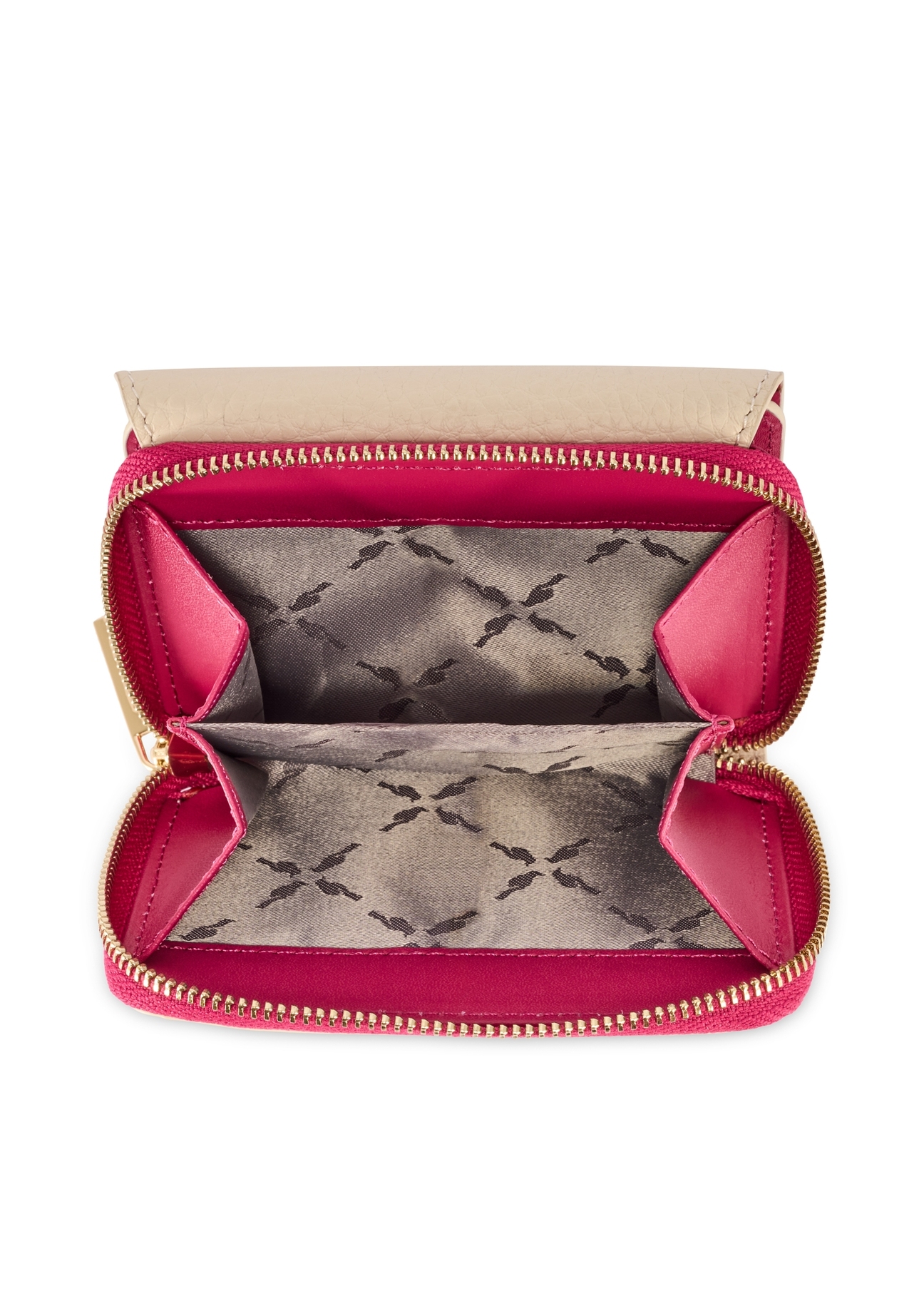 Malá dámska kožená peňaženka PORES-0982-0P(W26), pohľad na produkt vo vnútri na bielom pozadí.