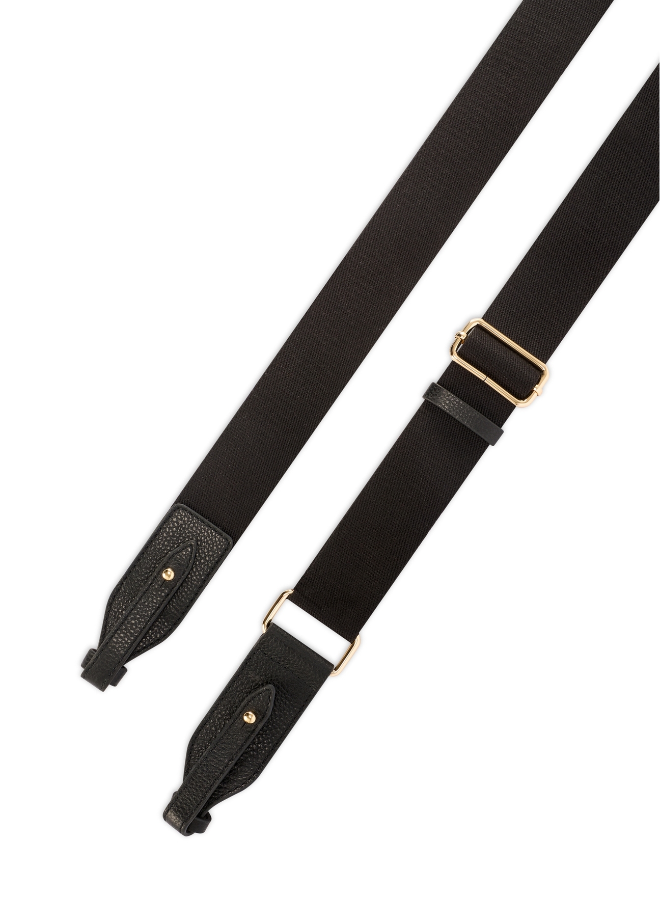 Čierna kožená taška cez rameno TORES-1266-9I(W26) - pohľad na popruhy, na bielom pozadí.