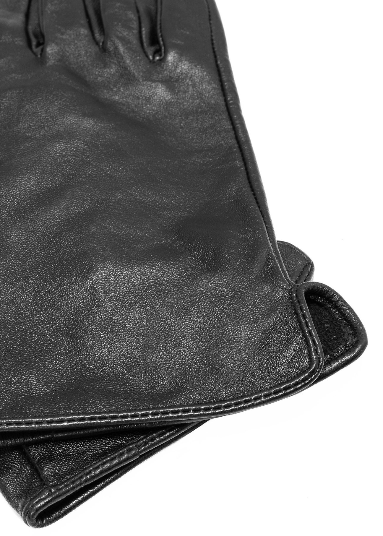 Pánske kožené rukavice v čiernej farbe REKMS-0009A-99(Z25), detail produktu na bielom pozadí.
