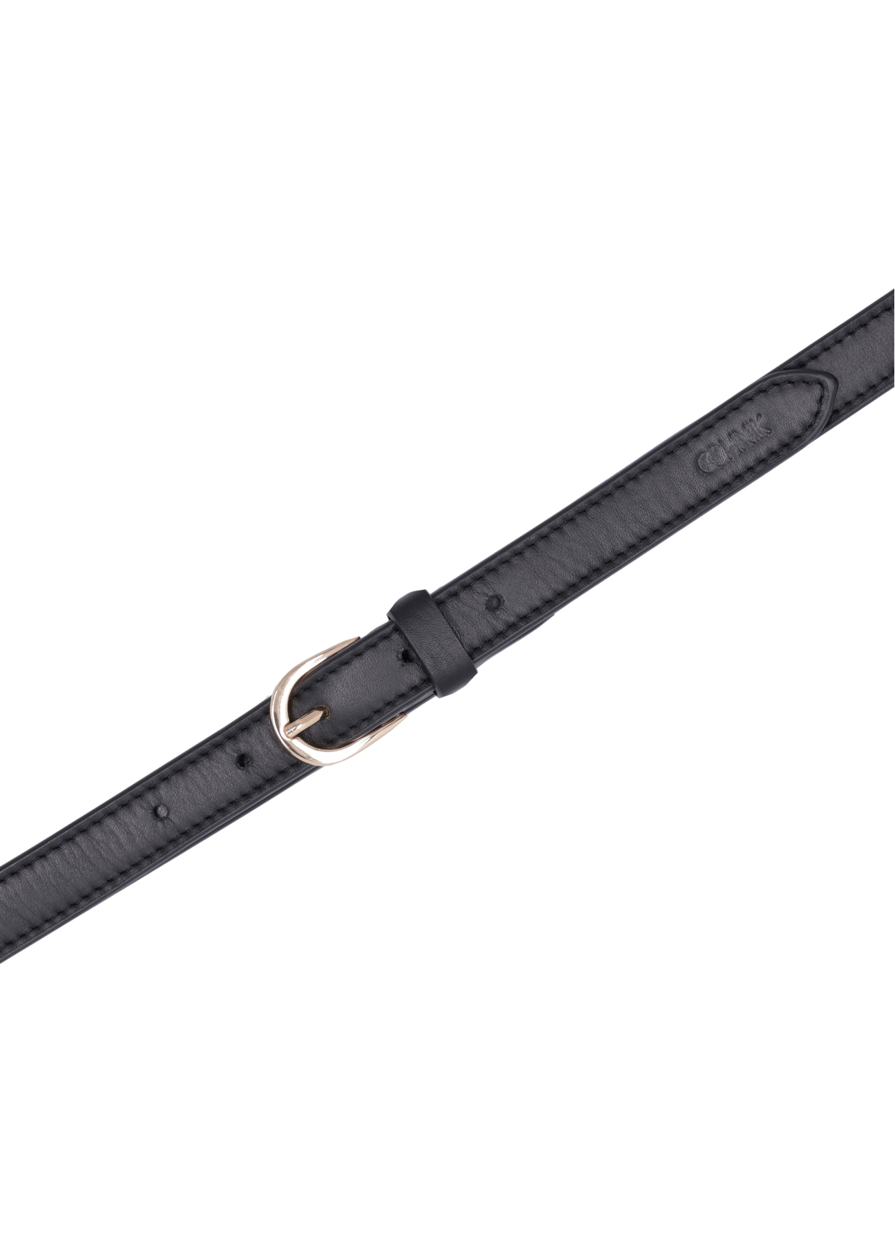 Čierny kožený dámsky opasok PASDS-0344-99(Z26), pohľad na produkt zhora na bielom pozadí.