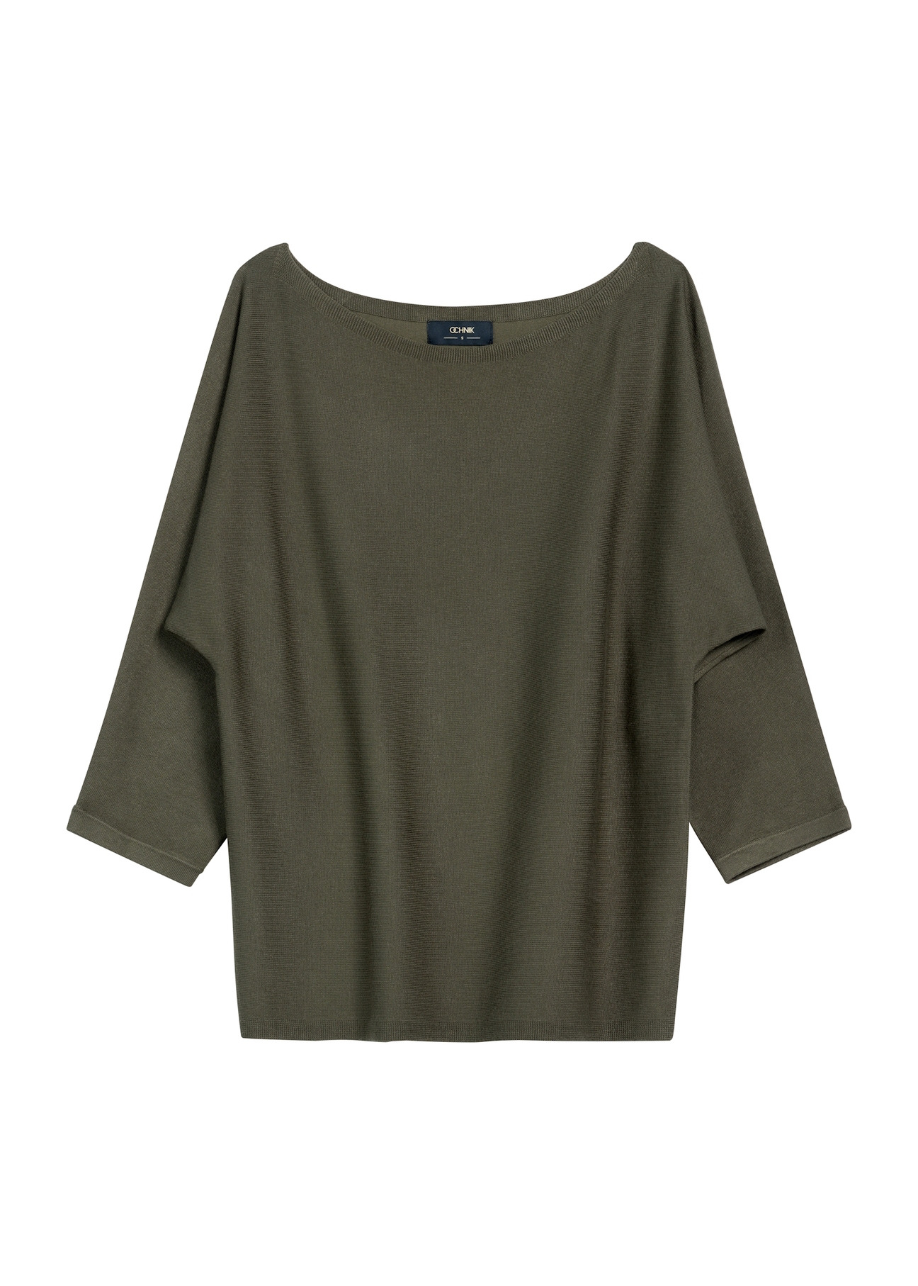Dámska khaki blúzka BLUDT-0178-54(Z25), pohľad na produkt spredu na bielom podklade.