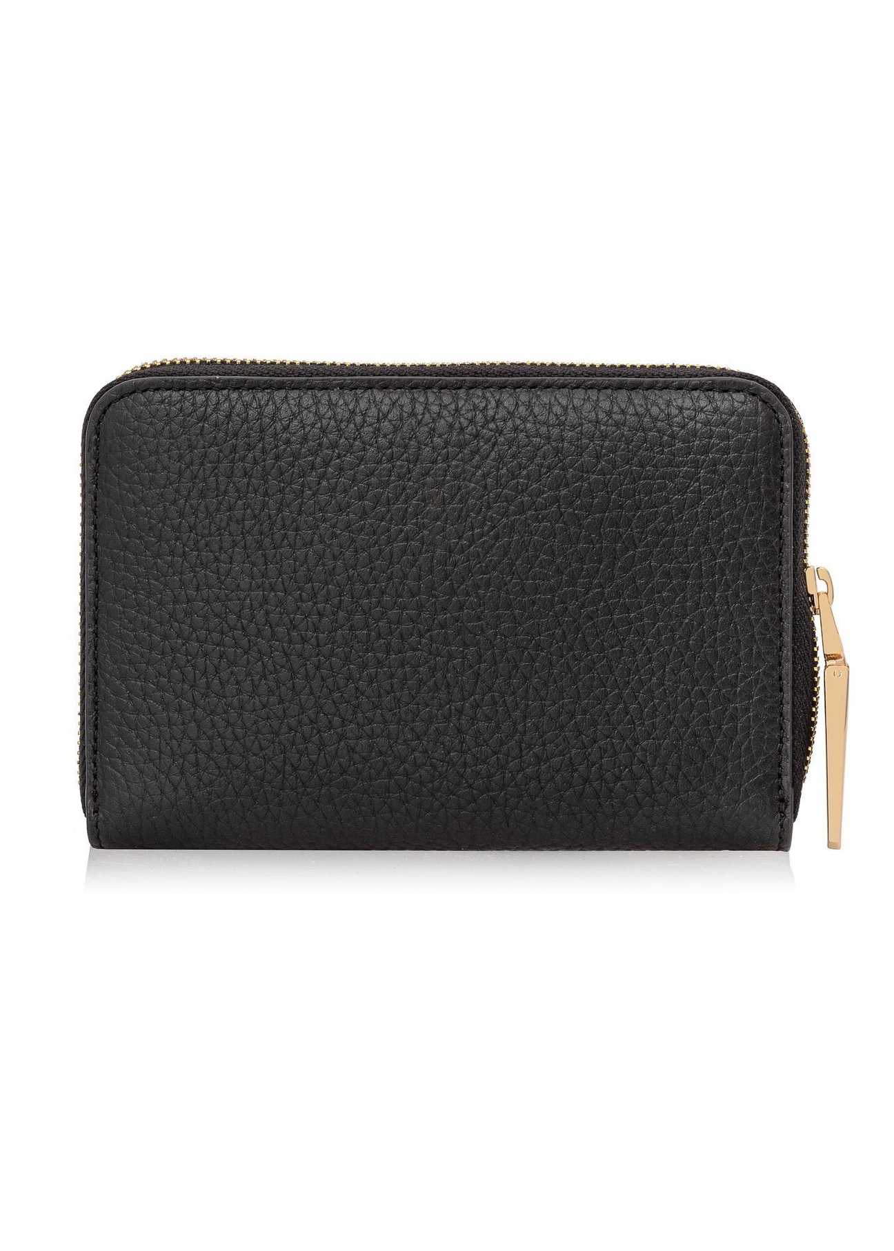 Čierna kožená stredne veľká dámska peňaženka PORES-0898R-9I(W26), pohľad na produkt zozadu na bielom pozadí.