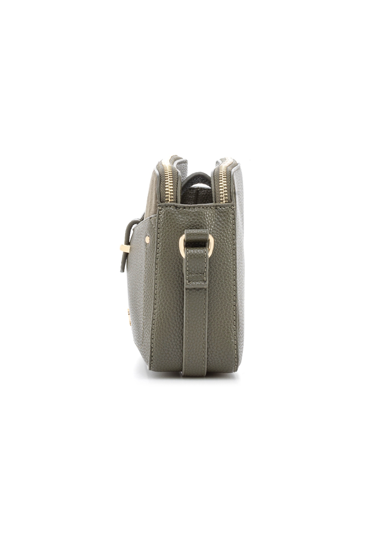 Malá dámska khaki kabelka TOREC-0830B-55(Z25), bočný pohľad na produkt na bielom pozadí.