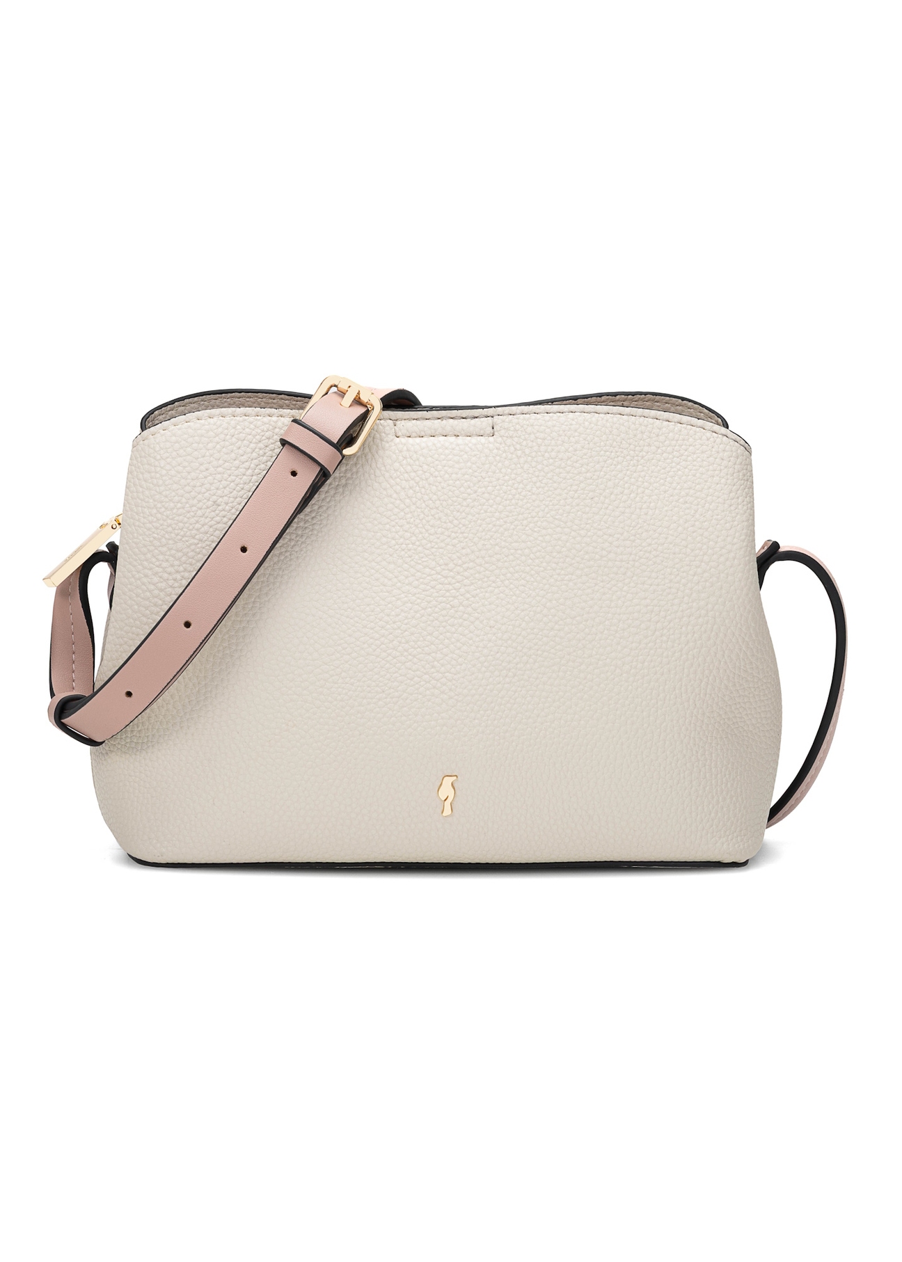 Krémová malá dámska kabelka TOREC-0768-0P(W26), pohľad spredu na bielom pozadí.