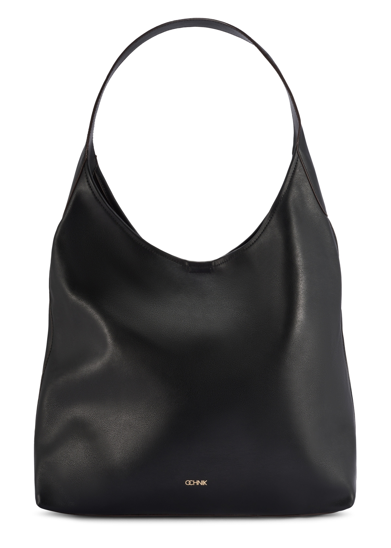 Čierna veľká dámska kabelka TOREC-1199-99(W26) - pohľad na produkt spredu, na bielom pozadí.