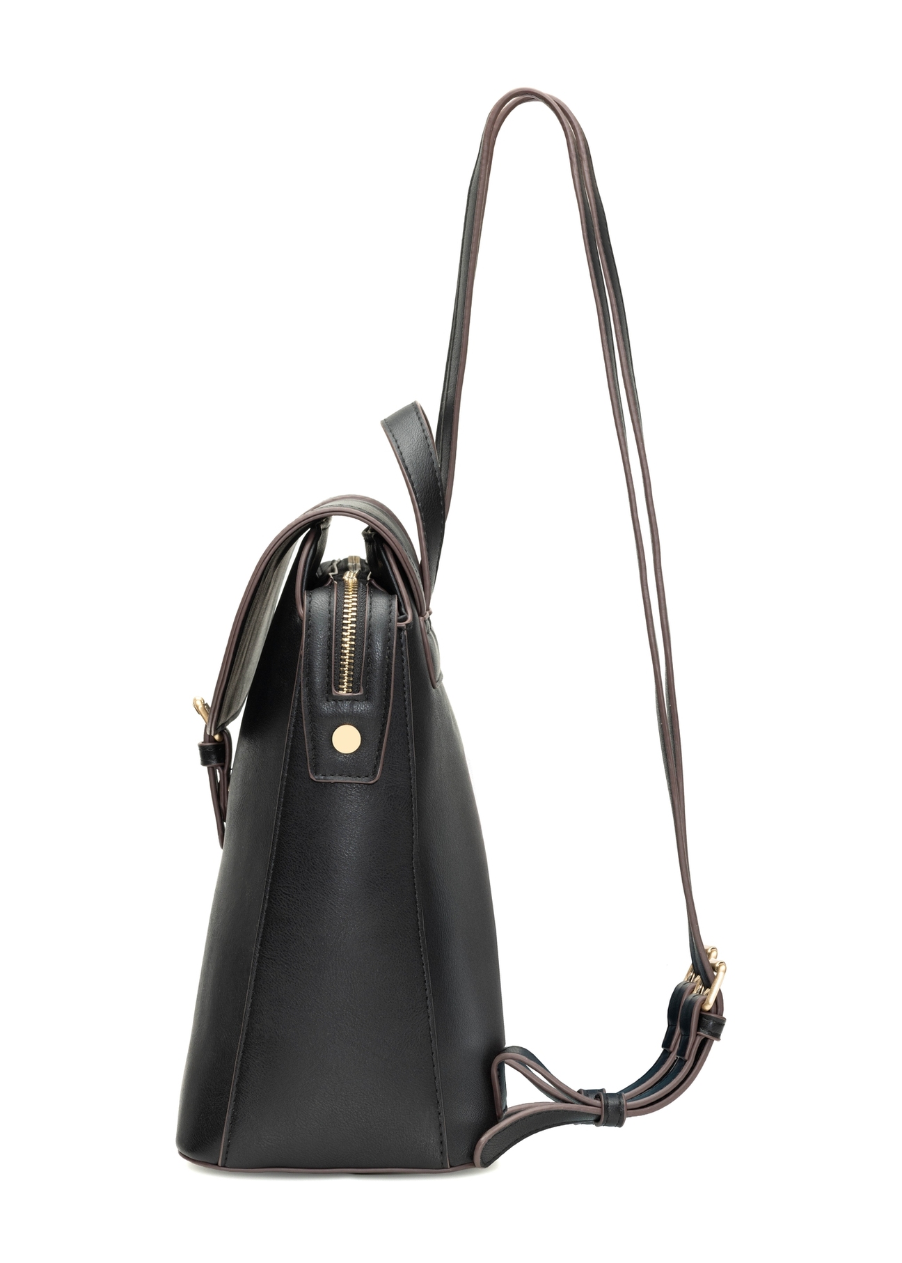 Dámsky batoh v čiernej farbe TOREC-1198-99(W26) - bočný pohľad na produkt, na bielom pozadí.