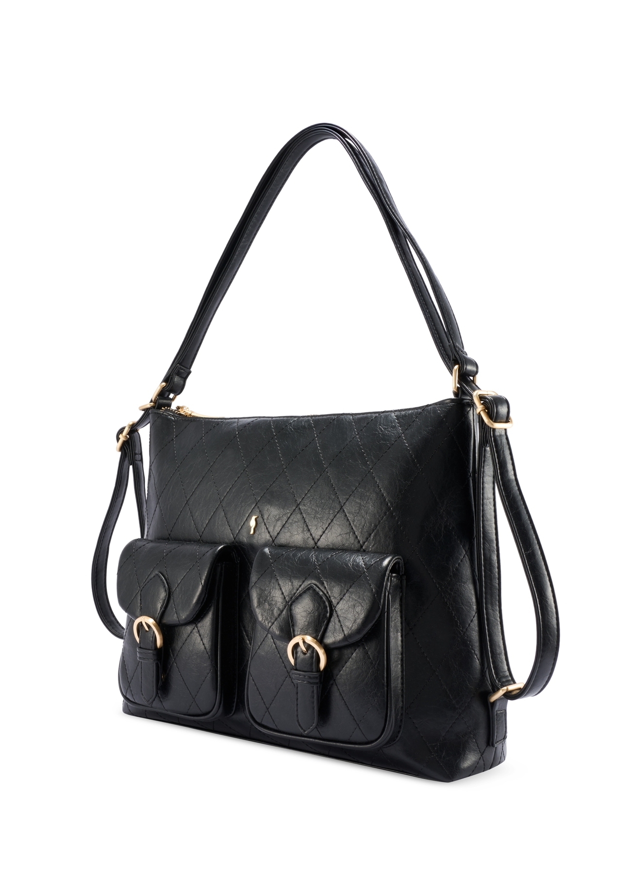 Čierny kožený dámsky opasok PASDS-0342-99(W26) - diagonálny pohľad na produkt, na bielom pozadí.