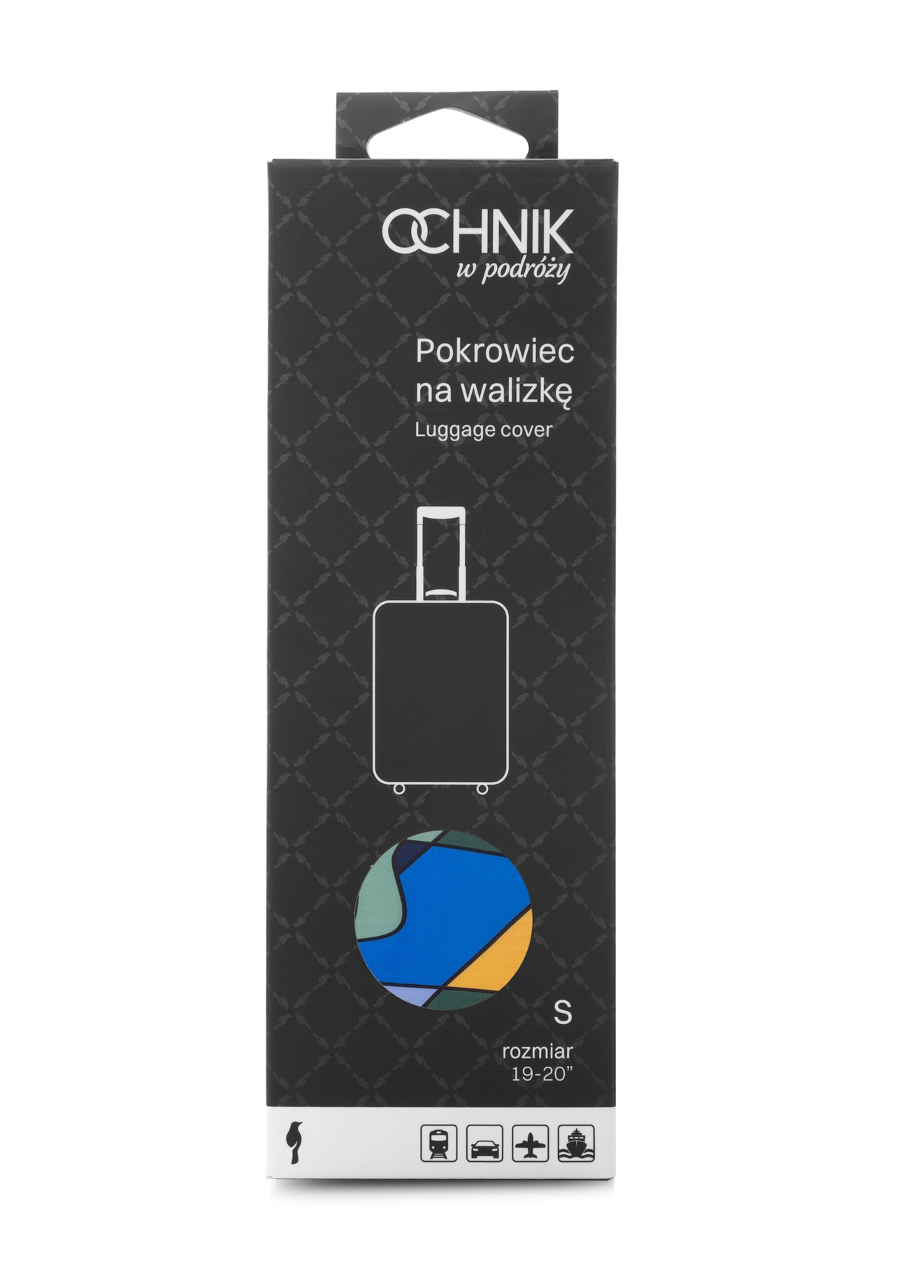 Farebný obal na malý kufor AW-013-0003-15-S(W25), pohľad na produkt v balení na bielom pozadí.