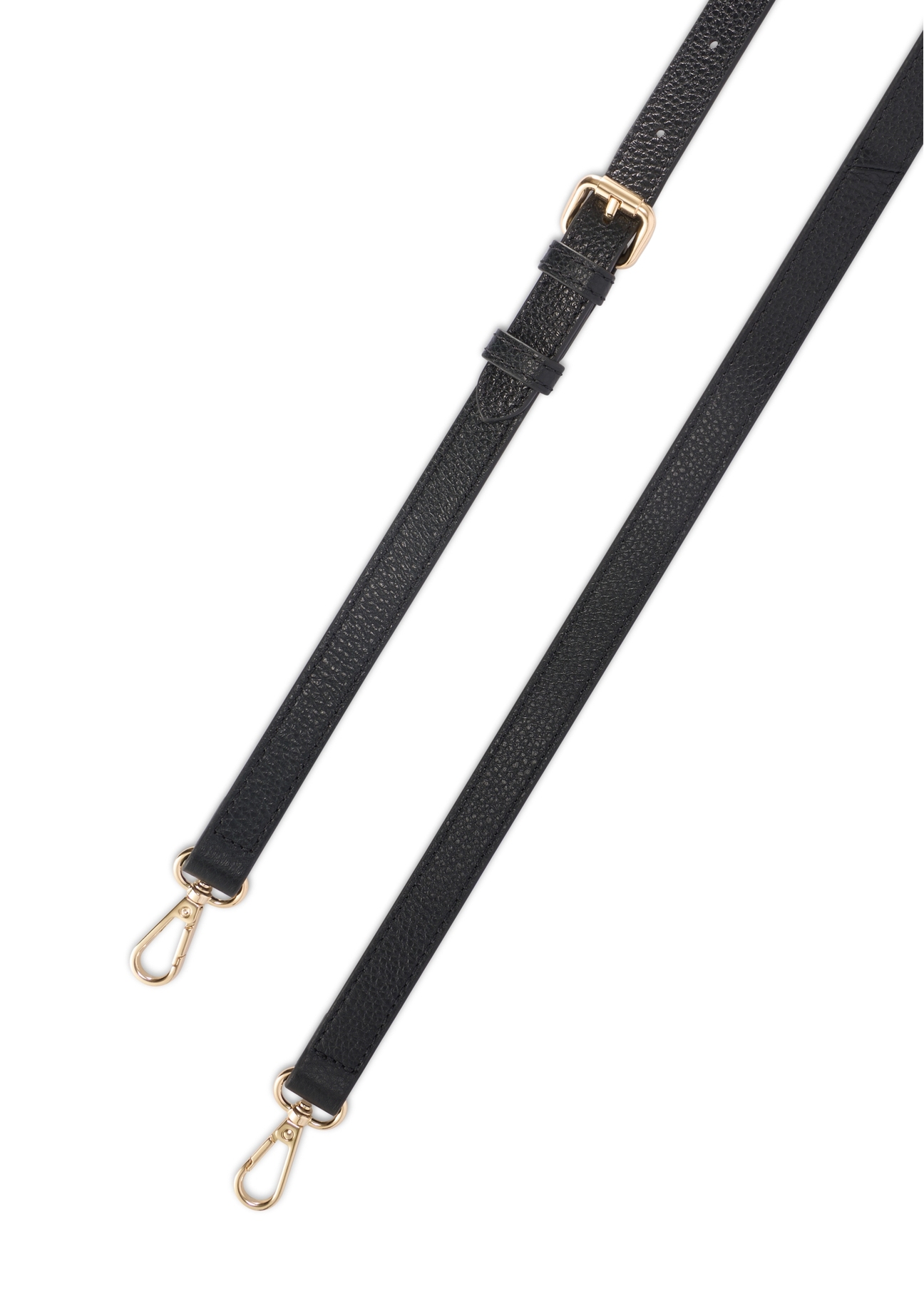 Dámska kožená kabelka v čiernej farbe TORES-1220-9I(W26) - pohľad na popruhy, na bielom podklade.