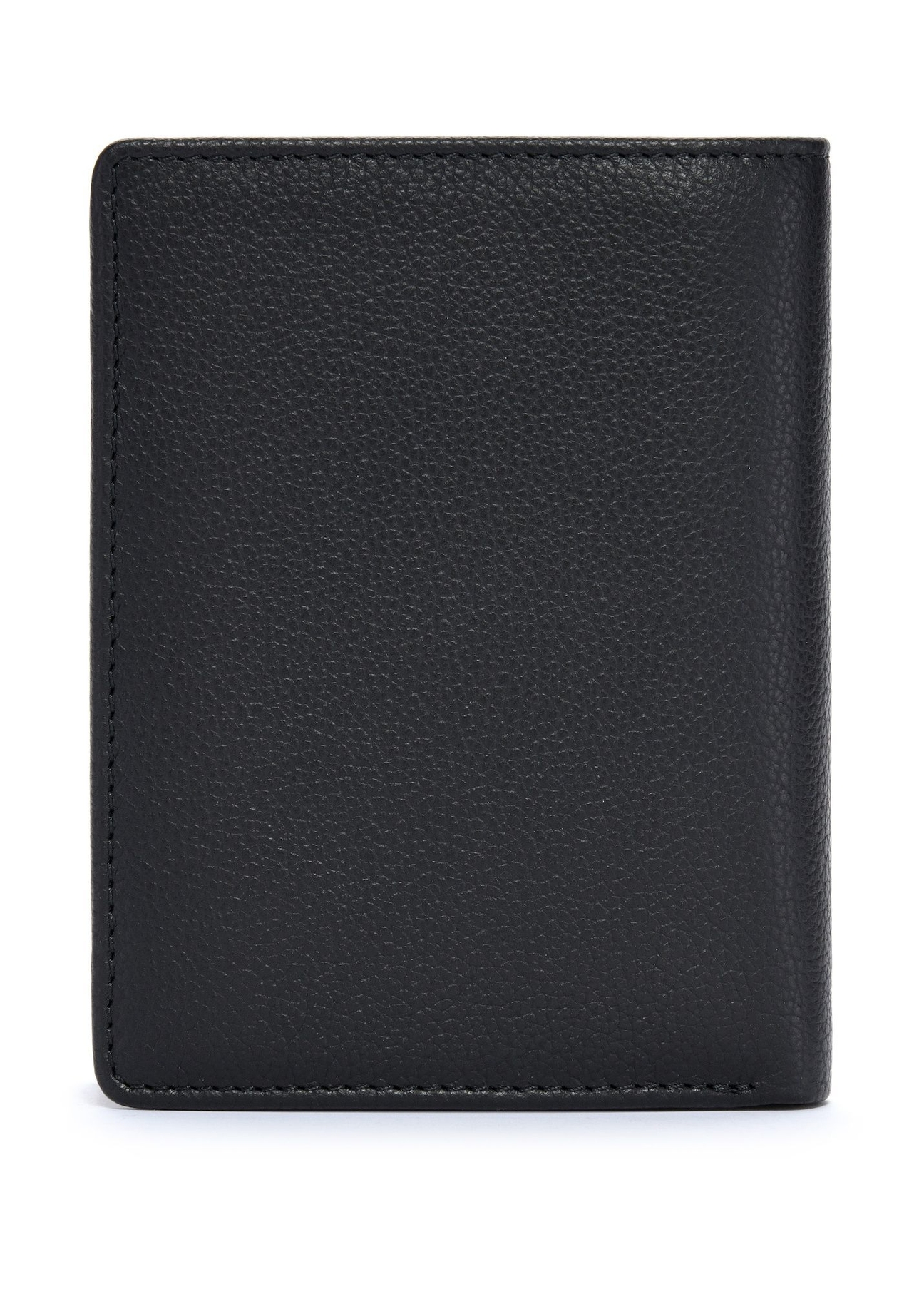 Čierna pánska kožená peňaženka PORMS-0632A-9I(W26), pohľad na produkt zozadu na bielom pozadí.