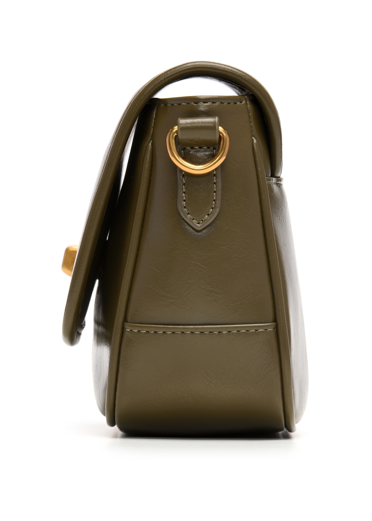 Malá dámska khaki kabelka TOREC-1249-8D(Z26), bočný pohľad na produkt na svetlom pozadí.
