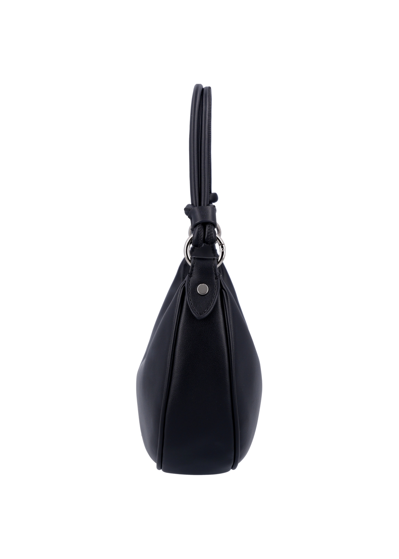 Čierna malá dámska hobo kabelka TOREC-1097-99(Z26), bočný pohľad na produkt na bielom pozadí.
