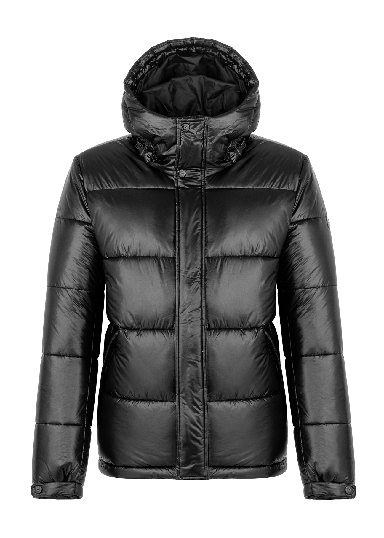 Pánska čierna prešívaná bunda s kapucňou KURMT-0340-99(Z25)