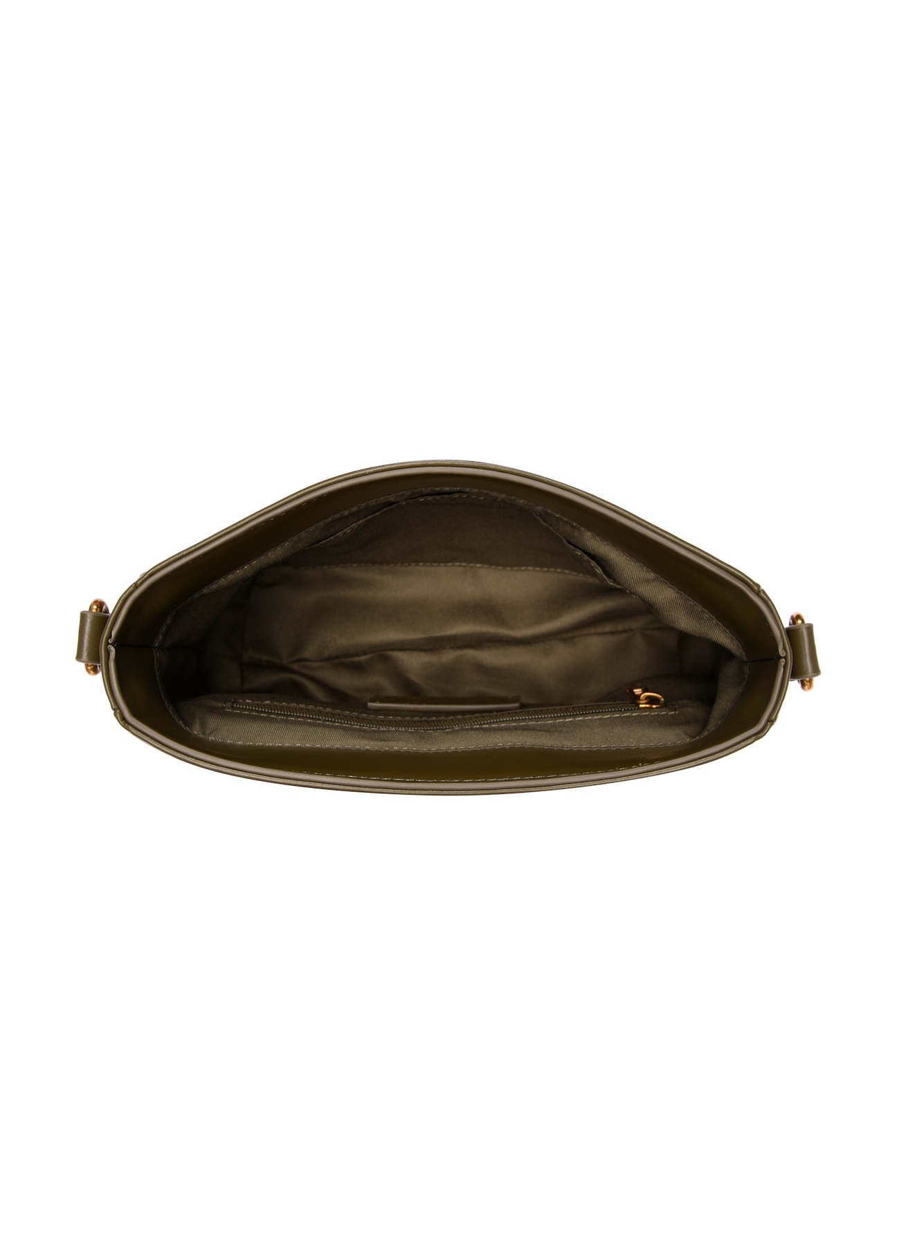 Malá dámska khaki kabelka TOREC-1249-8D(Z26), pohľad na produkt zhora na svetlom pozadí.
