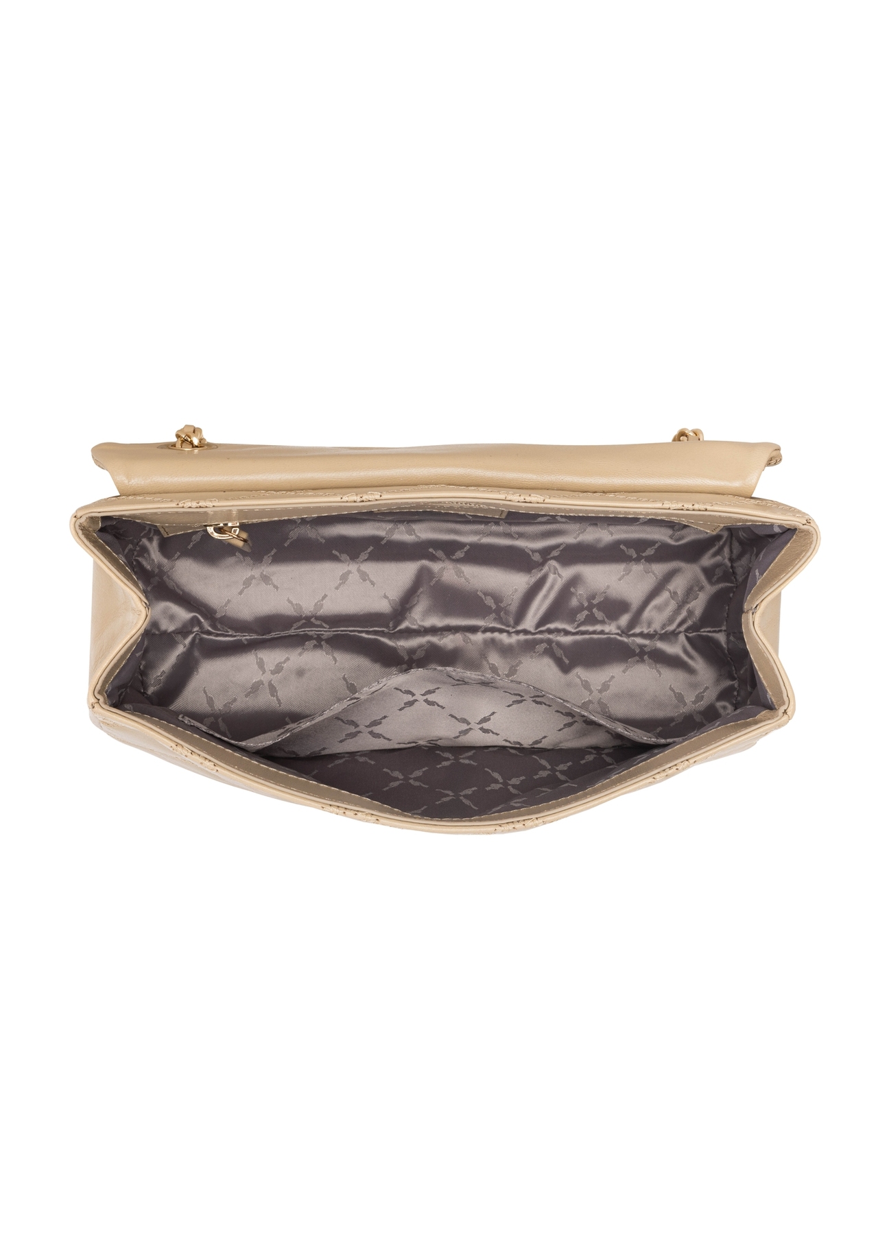 Bežová kožená dámska kabelka s retiazkou TORES-1110-1B(W26)