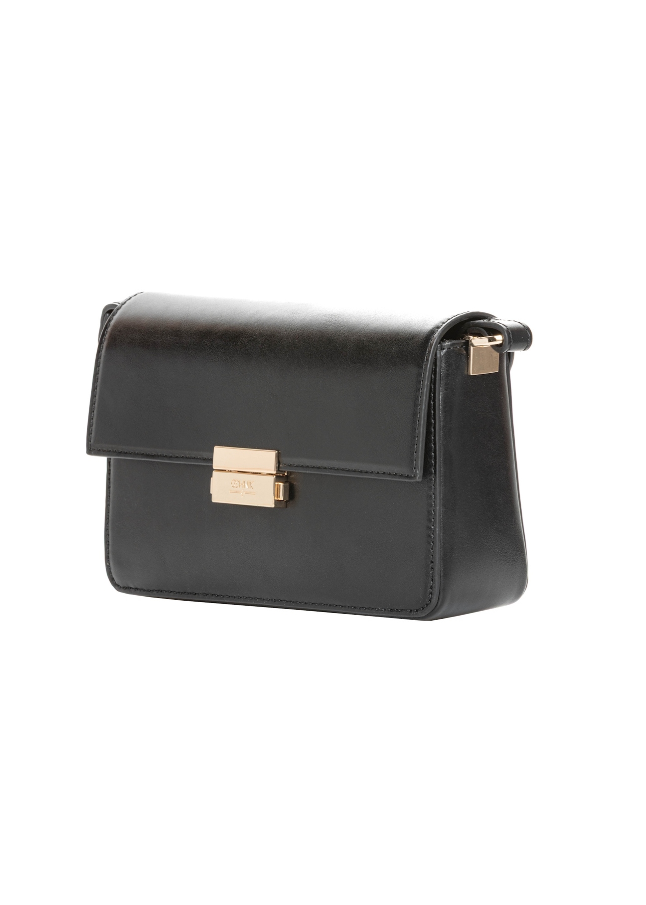 Elegantná čierna dámska kabelka TOREC-1251-99(Z26), diagonálny pohľad na produkt na bielom pozadí.